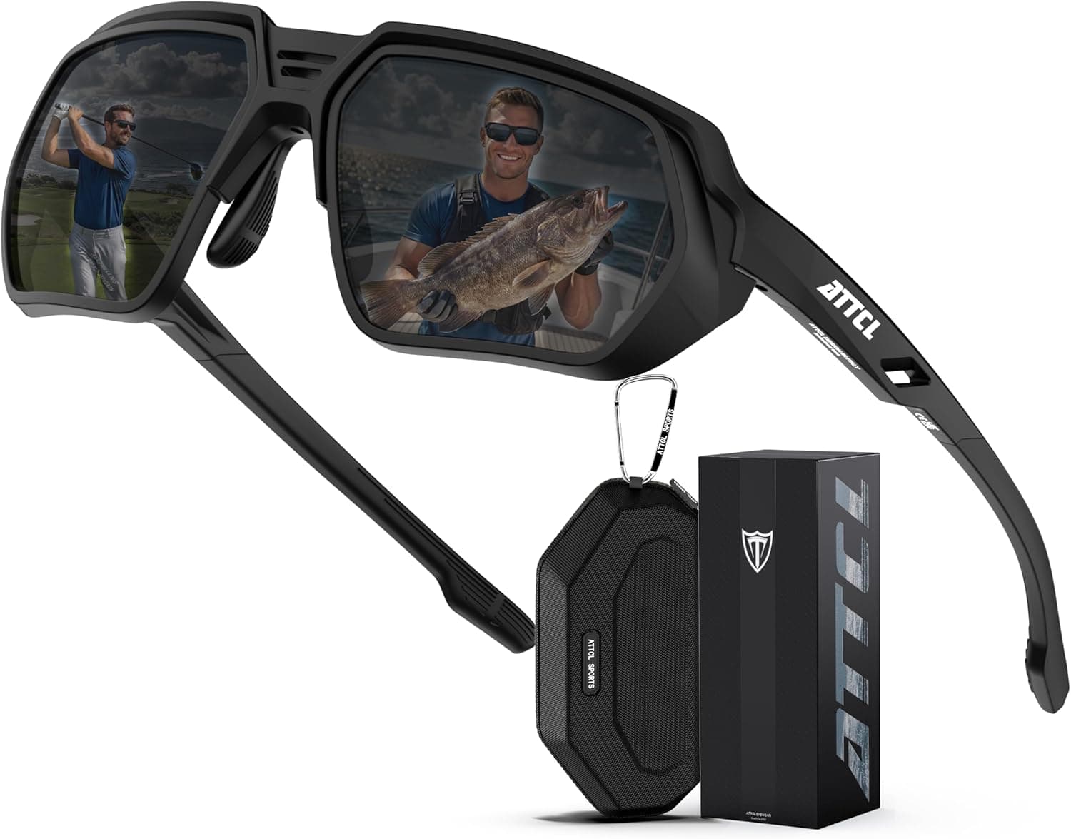 ATTCL Sports Polarised Sunglasses Mens Womens: UV400 Protection Lightweight Wrap Around TR90 Frame for Fishing Golf Driving