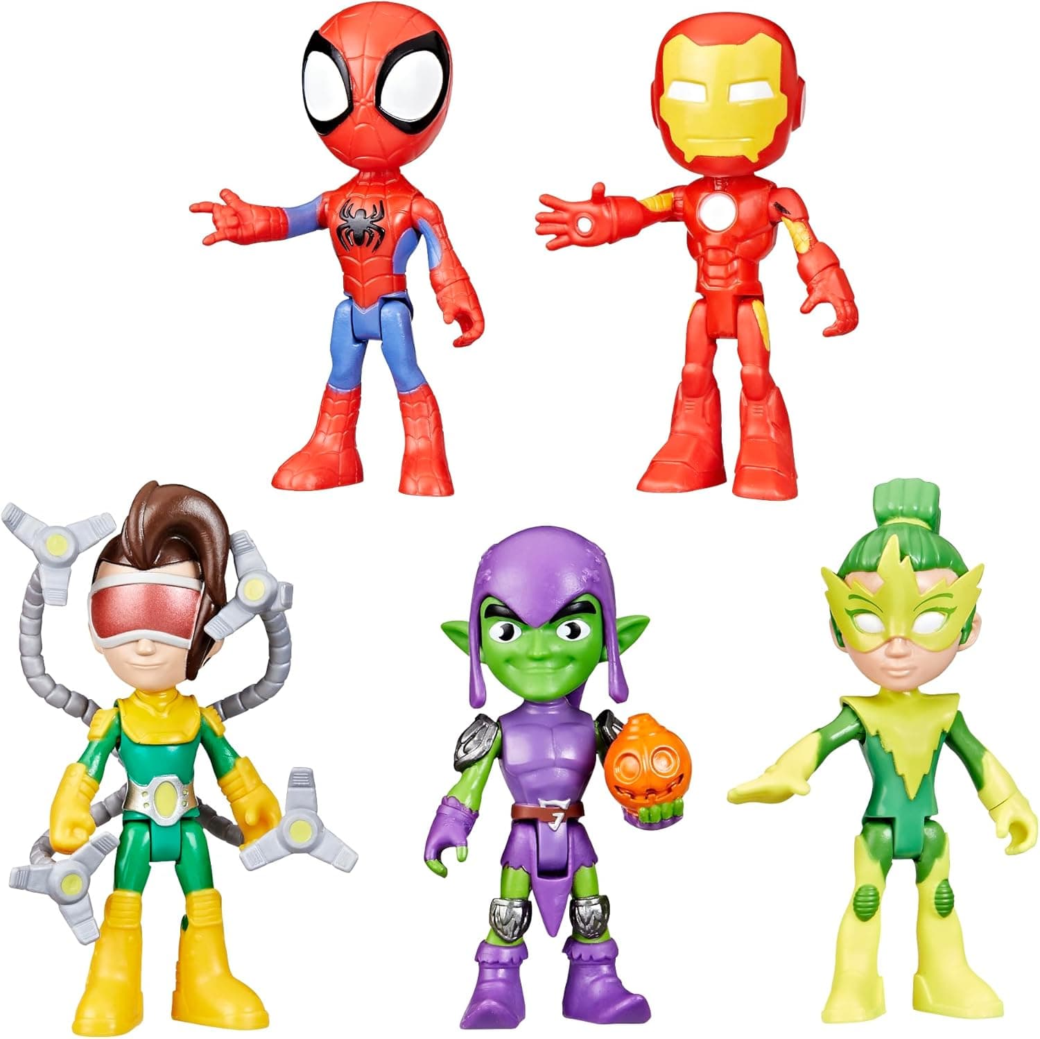 Hasbro Spidey and His Amazing Friends Pack de Amigos y Enemigos de Spidey, 5 Figuras de Acción de Superhéroes y Villanos de 10 cm, Juguete de Superhéroes, Niños y Niñas de 3 Años o Más