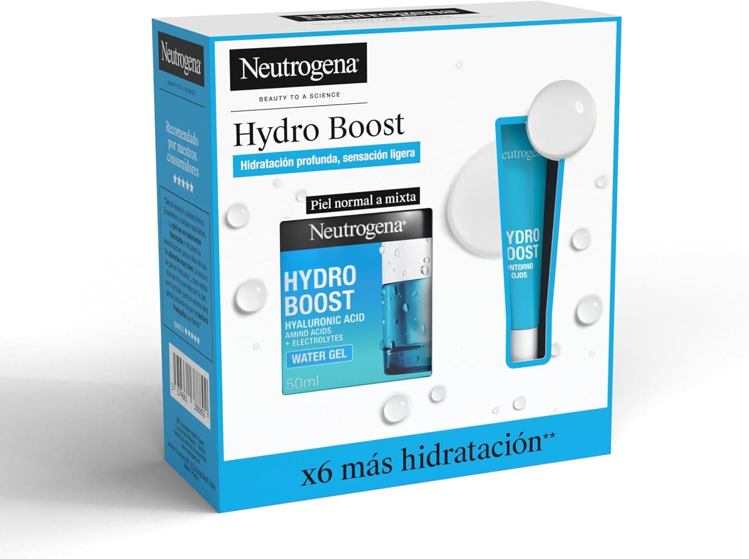 Neutrogena Rutina Hydro Boost, Gel de Agua Hidratante Facial (50 ml) y Contorno de Ojos (15 ml), set de regalo para 24 h de hidratación intensa, con Ácido Hialurónico