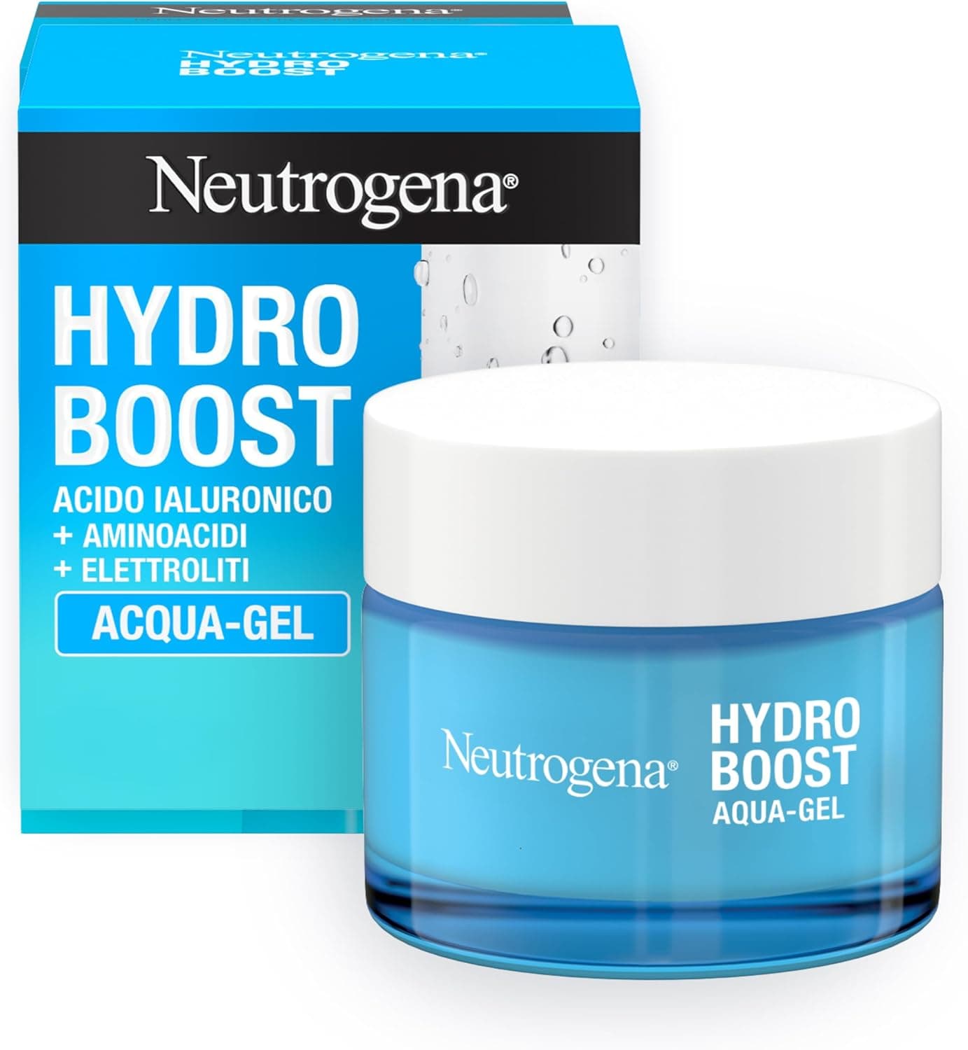 Neutrogena Hydro Boost Acqua Gel, Crema idratante viso in gel leggero a base acqua, Crema viso Acido Ialuronico per un'idratazione intensa, Ideale per pelle mista e sensibile, 50 ml