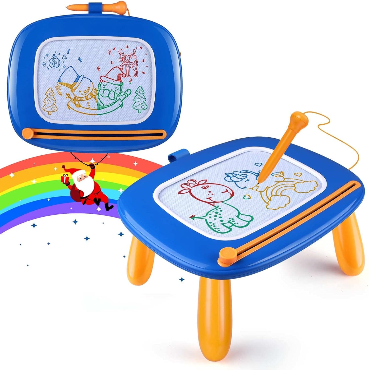 Smasiagon Magnetische Maltafel Zaubertafel für Kinder, Bunte Löschbare Magnettafel Zeichentafel mit Beinen für Kleinkind Spielzeug ab 1 2 3 Jahre Jungen Geschenk (Marineblau)