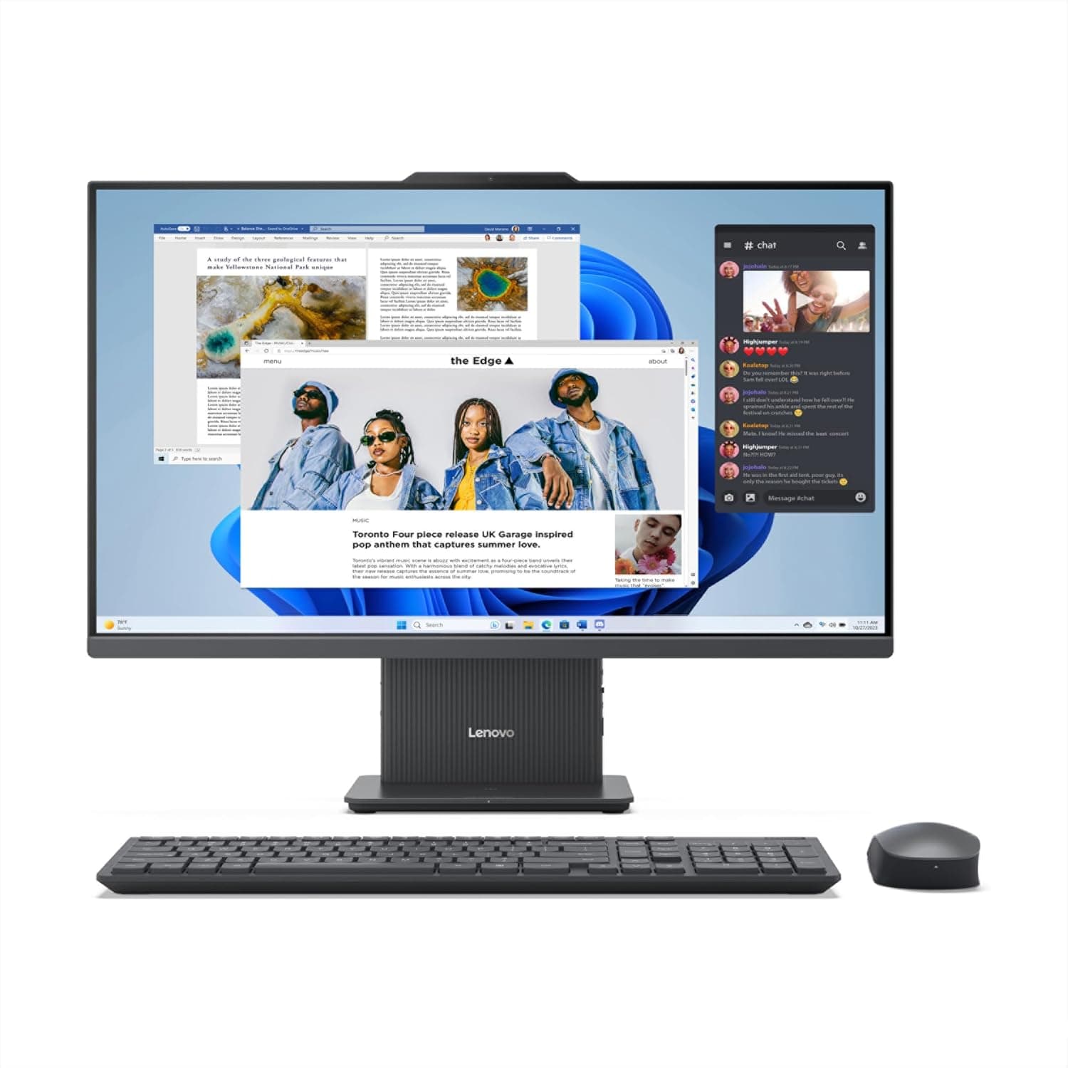 IdeaCentre AIO, All-in-One Desktop PC | 27 inch Full HD | AMD Ryzen 7 7735HS | 16GB RAM | 512GB SSD | Windows 11 Home | Luna Grey | Wireless EOS Keyboard and Mouse
