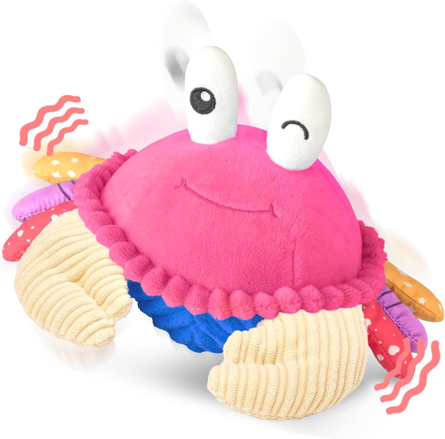 SAIMAND Dancing Crab Baby Toys 6-12 Months, Musical Crawling Crab with Music, Record & Replay, Montessori Sensory Plush Tummy Time Toys for 1 2 3 Year Old Boys and Girls Gifts (Pink)