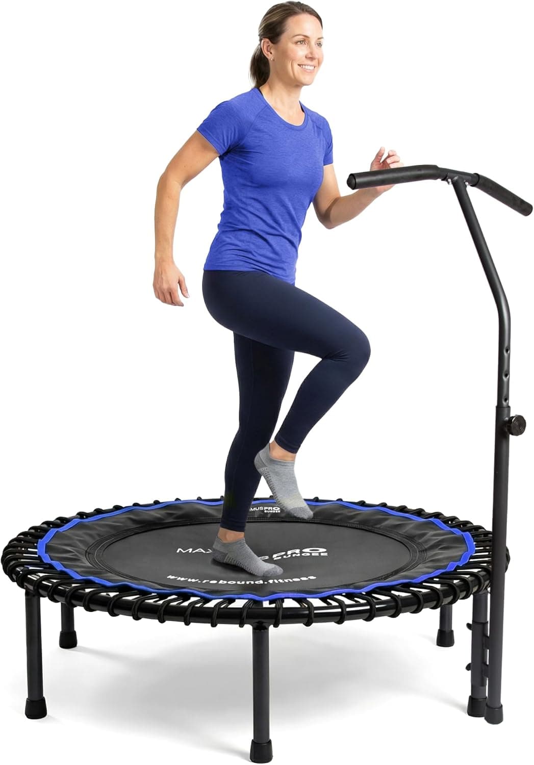 Maximus Pro Bungee Rebounder | Stronger Quieter & Softer Bounce | 40'' Mini Trampoline Ready Assembled for Adults | Max 400lb | DVD+ Videos