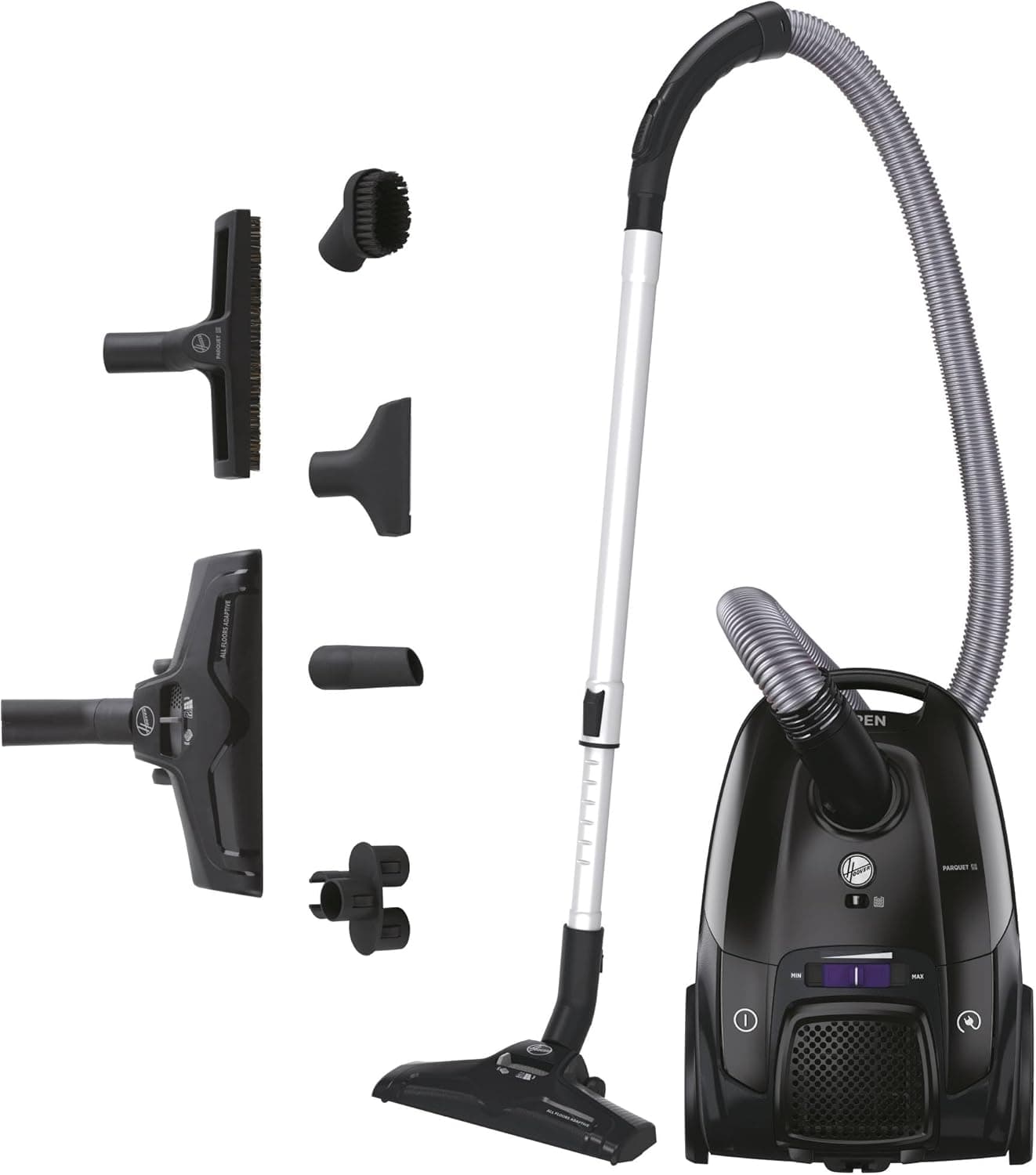 Hoover Aspirapolvere a traino con sacco Telios – Compatto, Silenzioso 69 dBA, Capacità sacco 3,5L, Leggero e con filo, Spazzola Parquet, Raggio d’azione 9,6 m, Filtro polvere EPA12 [TXLZ72HM]