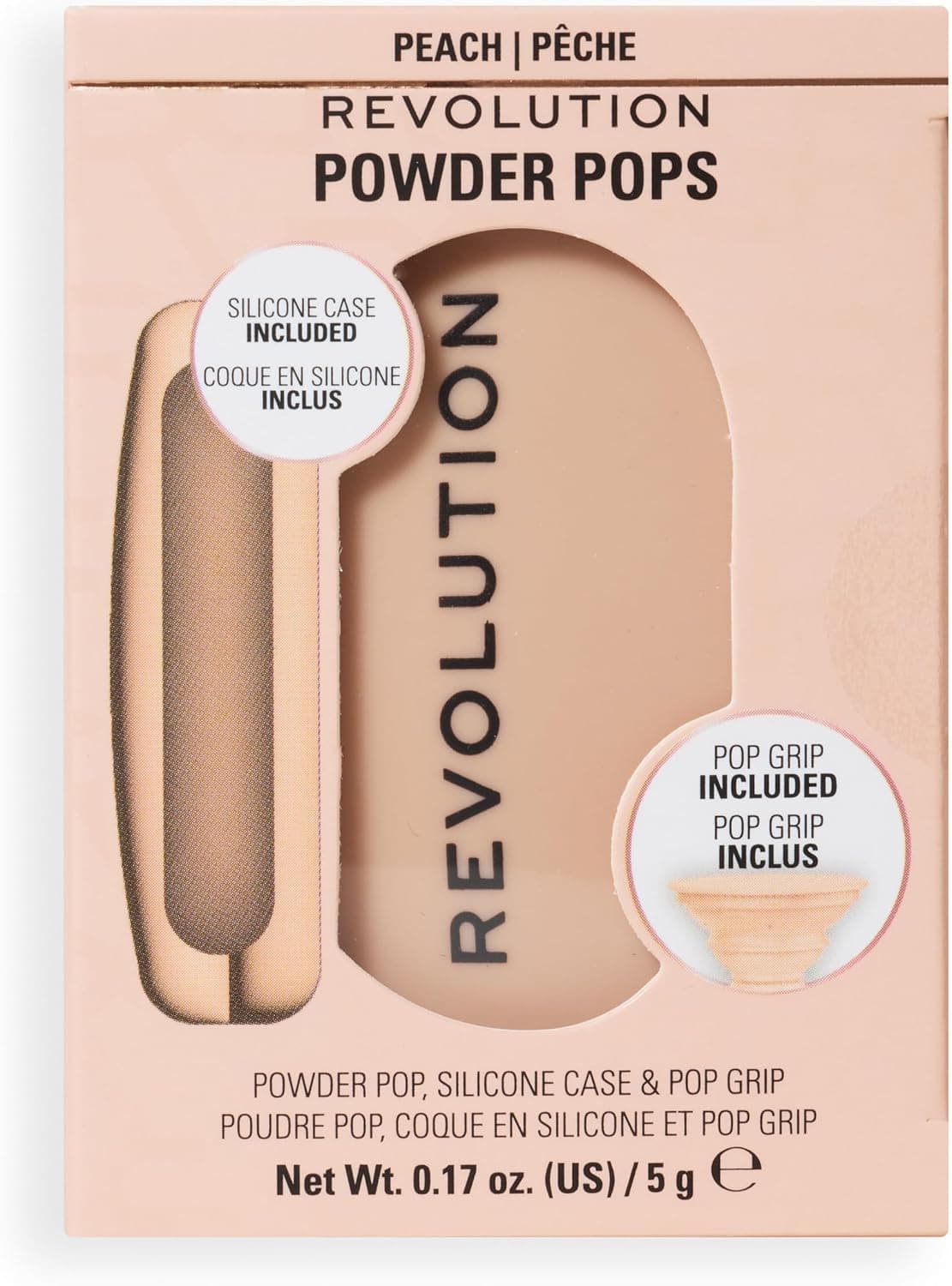 Revolution Powder Pops, Powder Compact, Blurs Skin & Controls Shine, Acai Berry & Hyaluronic Acid, Includes Case & Pop Grip, Vegan & Cruelty-Free, Peach, 5g