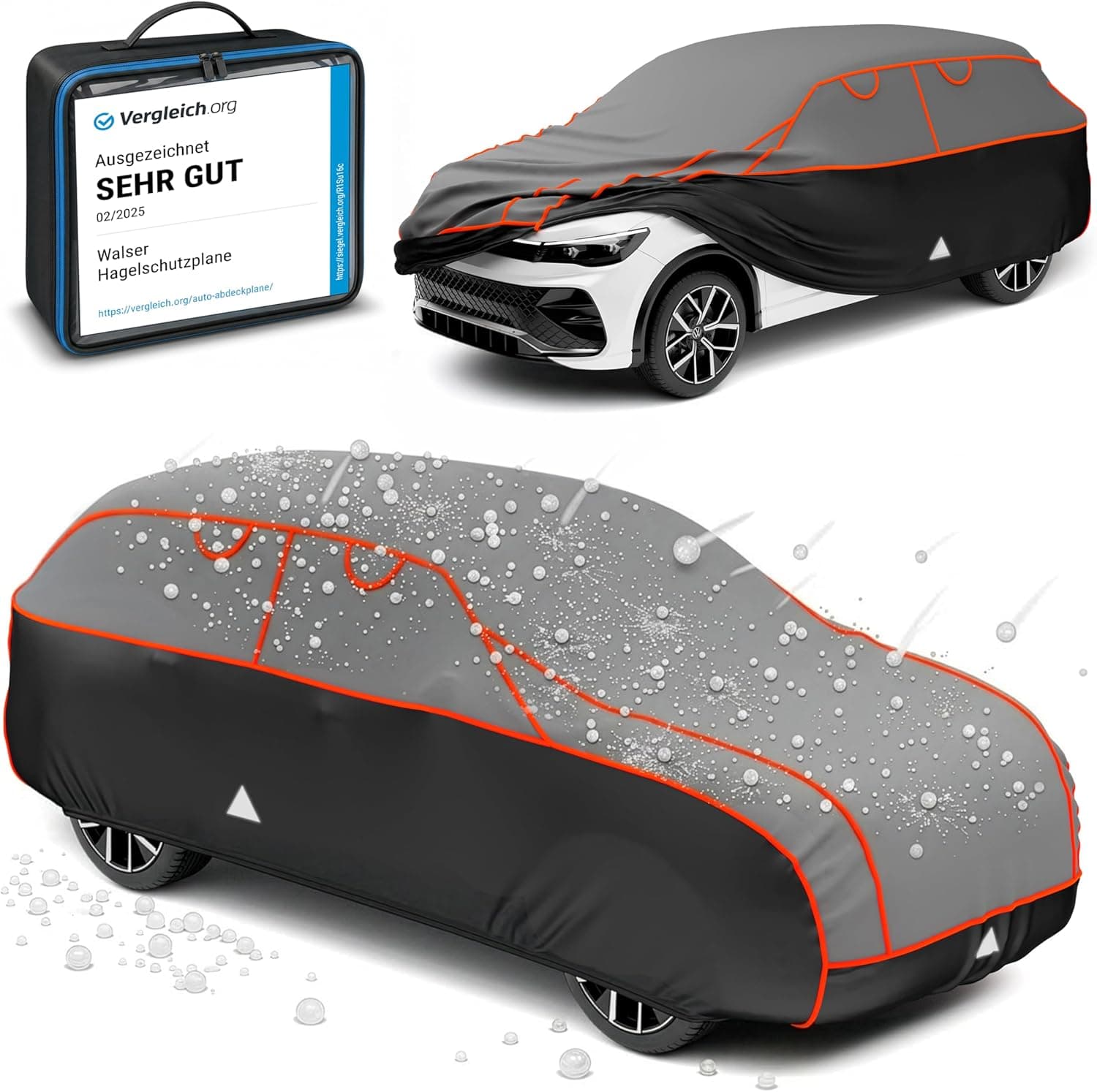 WALSER Auto-Hagelschutzplane, SUV-Hagelschutzgarage wasserdicht, Auto-Abdeckplane Perma Protect, atmungsaktive PKW-Abdeckung, Autoplane, Größe: L