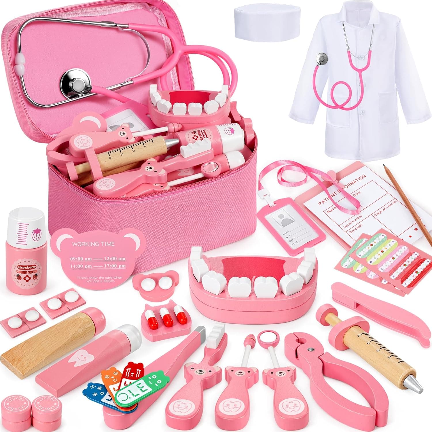 Ophy Doctors Set for Kids, 40-Piece Kids Doctors Sets for 3+ Year Old Boys and Girls Pretend Medical Playset with High simulation Stethoscope Educational Toys Dentist early