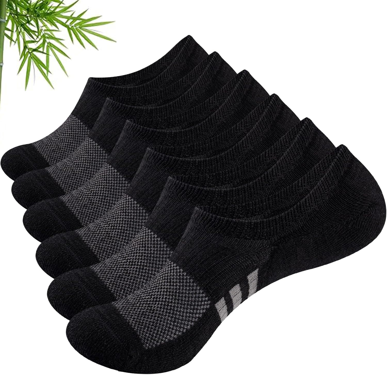 Bamboo No Show Trainer Socks for Womens 3-5/6-8, Low Cut Non Slip Sports Socks, Breathable Summer Invisible Ladies Ankle Sock for Walking, Running and Daily Use