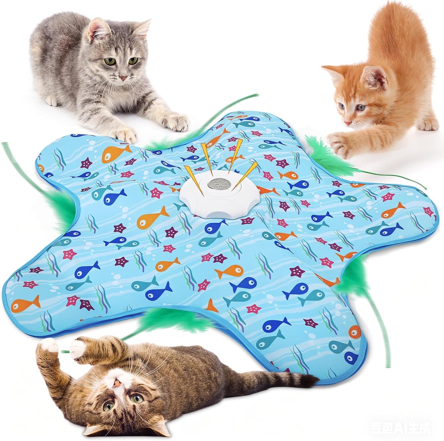 Automatic Cat Toy, Interactive Feather Toy for Kitten with Chirping & Motion Activate Hunting Game, Hide-and-Seek Indoor Play for Bored Adult Cats, Cat Toys for Indoor Cats Adult