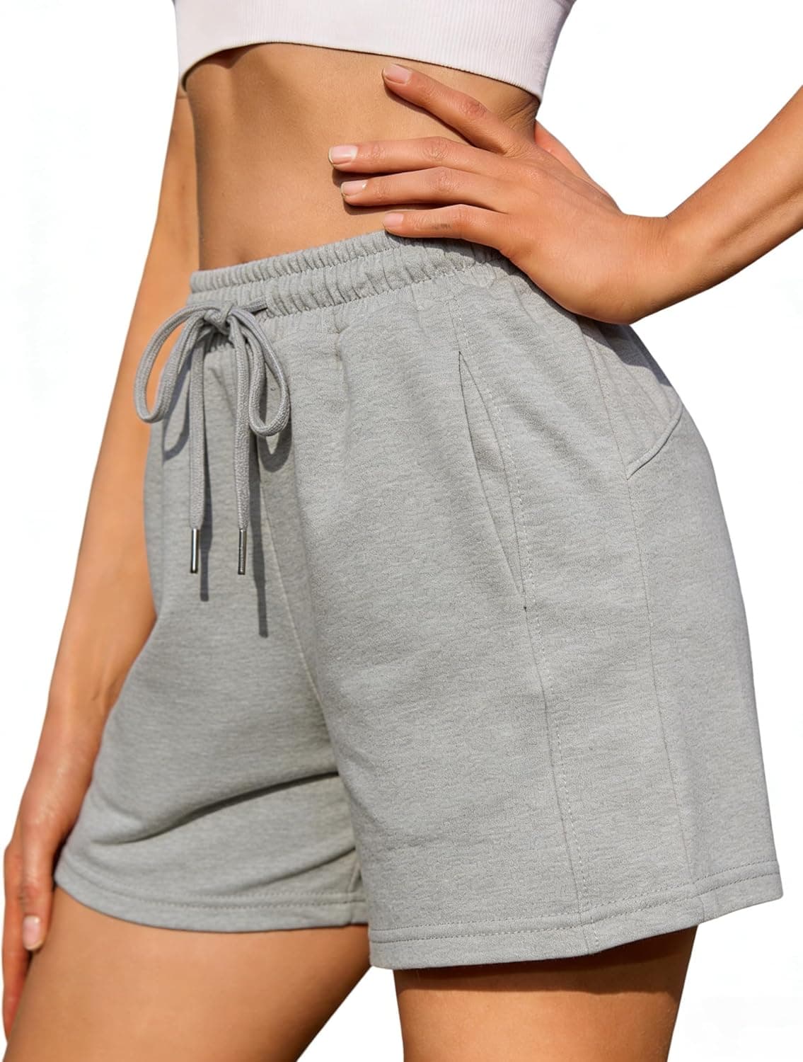Litherday Shorts Mujer Algodón Verano Deportivos con Bolsillos y Cintura Elástica Suaves y Transpirables para Yoga Correr Casa S-XXL