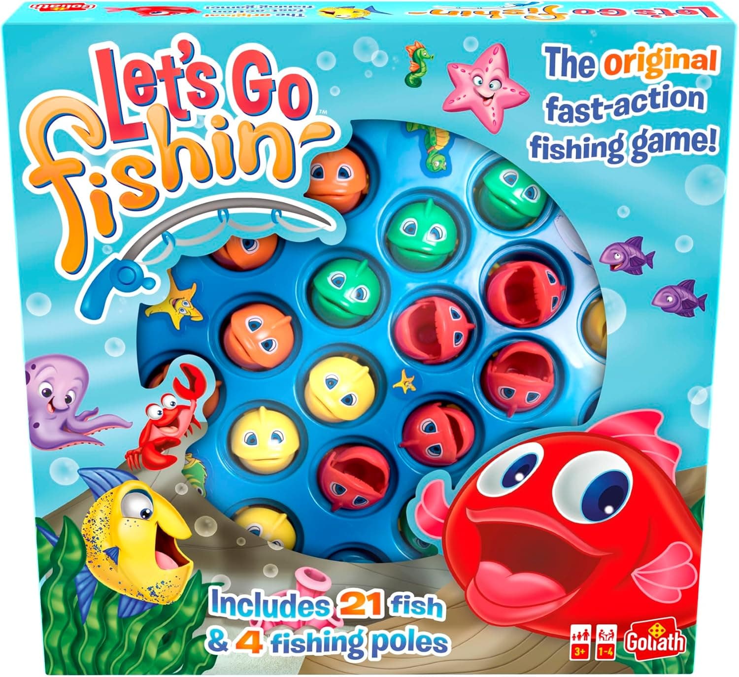Goliath Let´s Go Fishin´ Original, Brettspiel für Kinder ab 3 Jahren, Angelspiel für 1 bis 4 Spieler, Geschenk Jungen und Mädchen