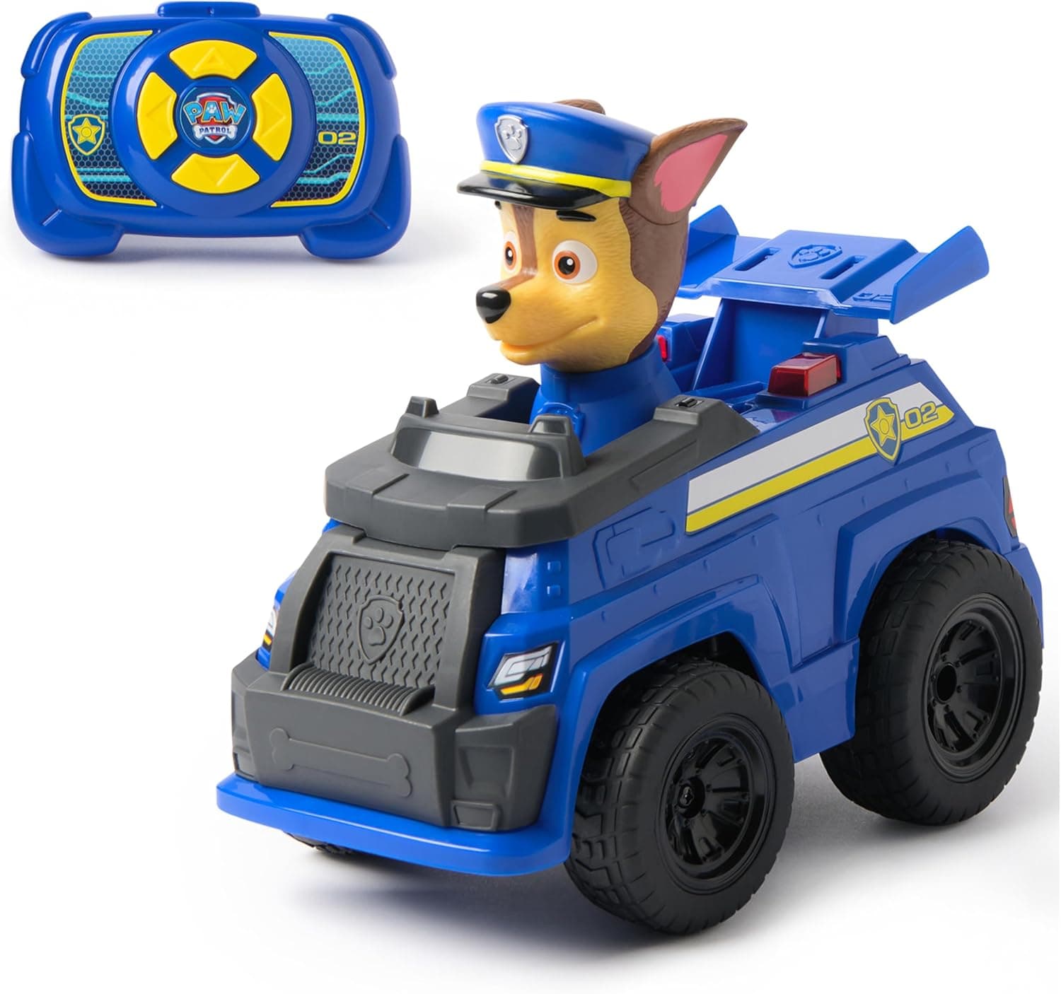 Paw Patrol Chase RC Action Cruiser, Remote Control Car with LED Lights and Easy-Steer Controller, Pretend Play Kids Toys for Boys and Girls Ages 3 and Up