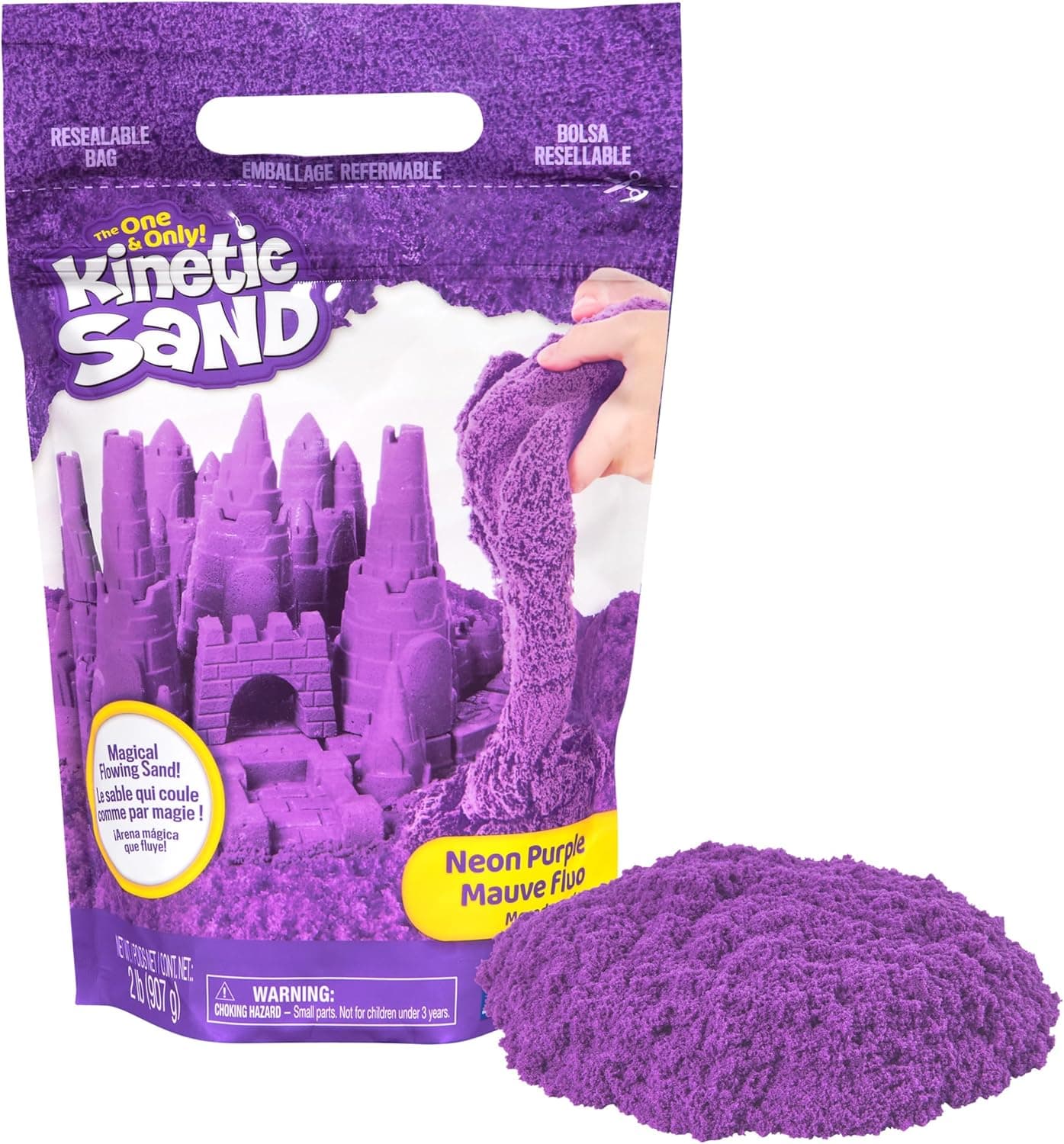 Kinetic Sand 907 g Lila im Beutel - original kinetischer Sand aus Schweden für kreatives Indoor-Sandspiel, erfüllt alle gesetzlichen Anforderungen, fördert die Feinmotorik, für Kinder ab 3 Jahren