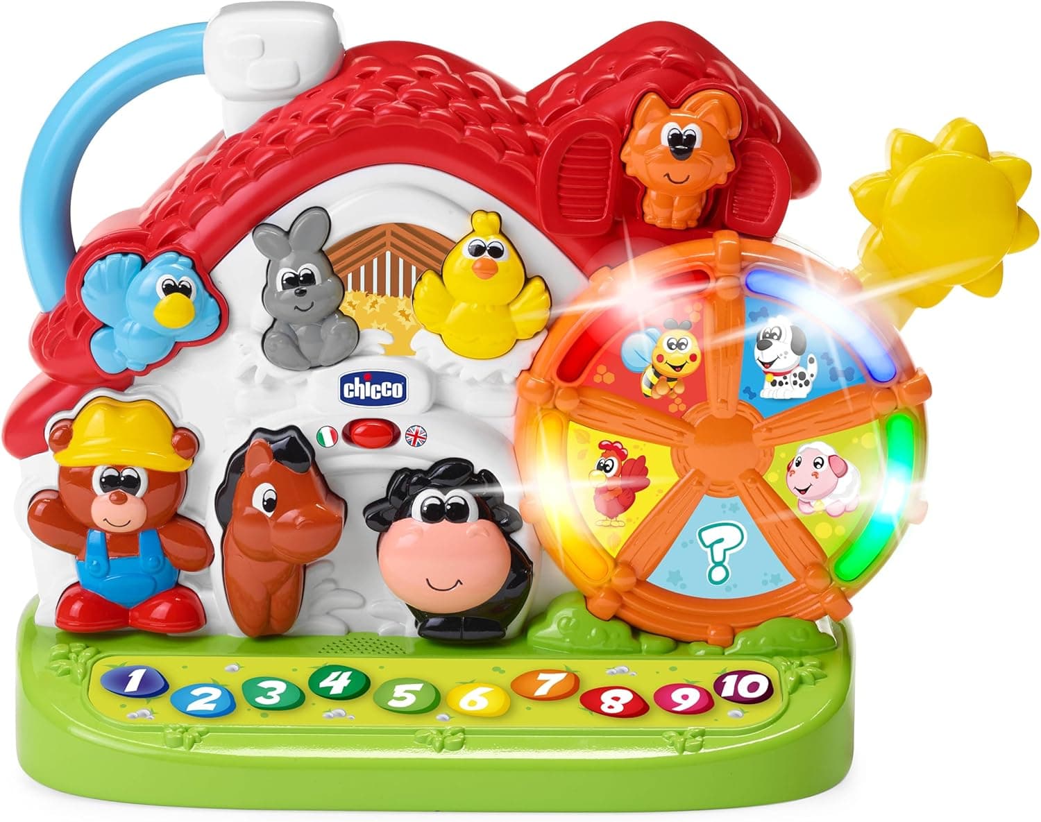 Chicco Fattoria Parlante Bilingue Italiano/Inglese, Fattoria con Animali per Bambini con Luci e Suoni, 3 modalità di Gioco, Gioco Educativo Elettronico - Giochi Bambini 1-4 Anni