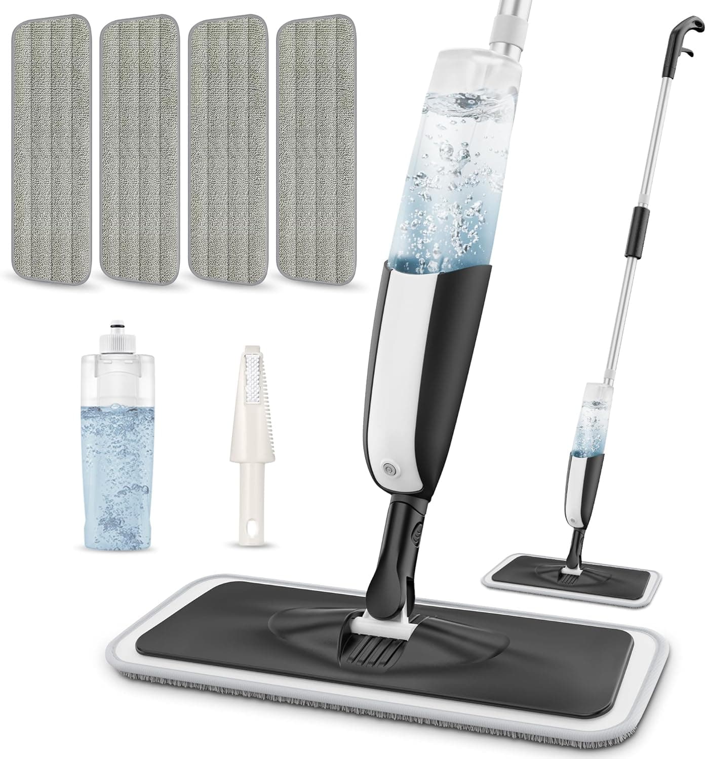 MANGOTIME Wischer mit Sprühfunktion Sprühwischer Bodenwischer Wischmopp mit Sprühfunktion Spray Mop Nasswischer Bodenwischer mit Wassertank und 4 wischpads für die Reinigung der meisten Bodenarten