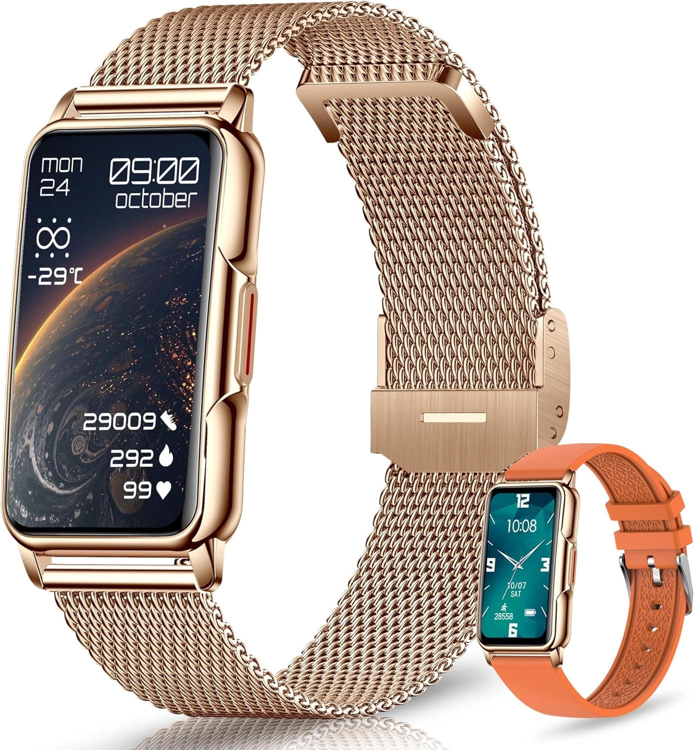 128+ Modes Sportifs Montre Connectée Femme Homme, 1,47"HD Montre Femme avec Bluetooth, Météo, Sommeil, SpO2, Pression Artérielle, Fréquence Cardiaque, Rappel Sédentarité, Smartwatch Santé Android/iOS