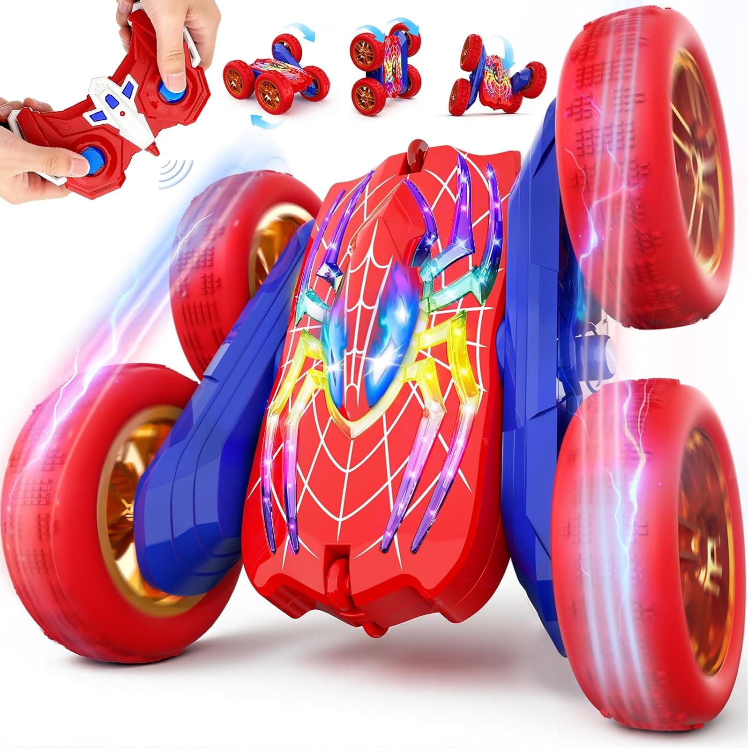 Mirthigig Remote Control Cars Boys Toys for 3-12 Year Old, 360°Flip Stunts Cars, 5 Cool Lights Mode 2.4Ghz 4WD RC Monster Truck, Kids Toys Outdoor Games Birthday Gifts for Boys Age 3 4 5 6 7 8 9 10