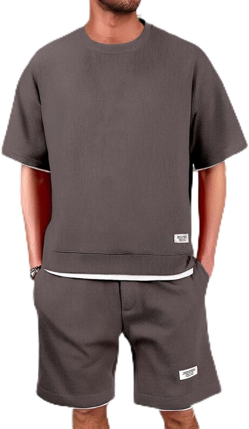 Generico Completo Estivo Uomo 2 Pezzi - Tuta Estiva Casual Per Spiaggia Completi Tute Da Ginnastica T Shirt Manica Corta + Pantaloni Set Leggera Completi Sportivi Magliette Uomo Corta Scollo Tondo