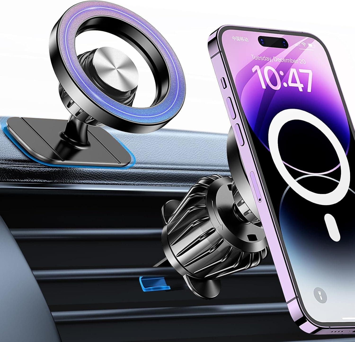 Coolpow Handyhalterung Auto für Magsafe Autohalterung【20x N55 Magnet】Handy Halterung Auto Zubehör Innenraum【360° Drehbar】Magnetische Auto Handyhalterung Lüftung für iPhone 17 16 15 14 13 Magsafe Hülle