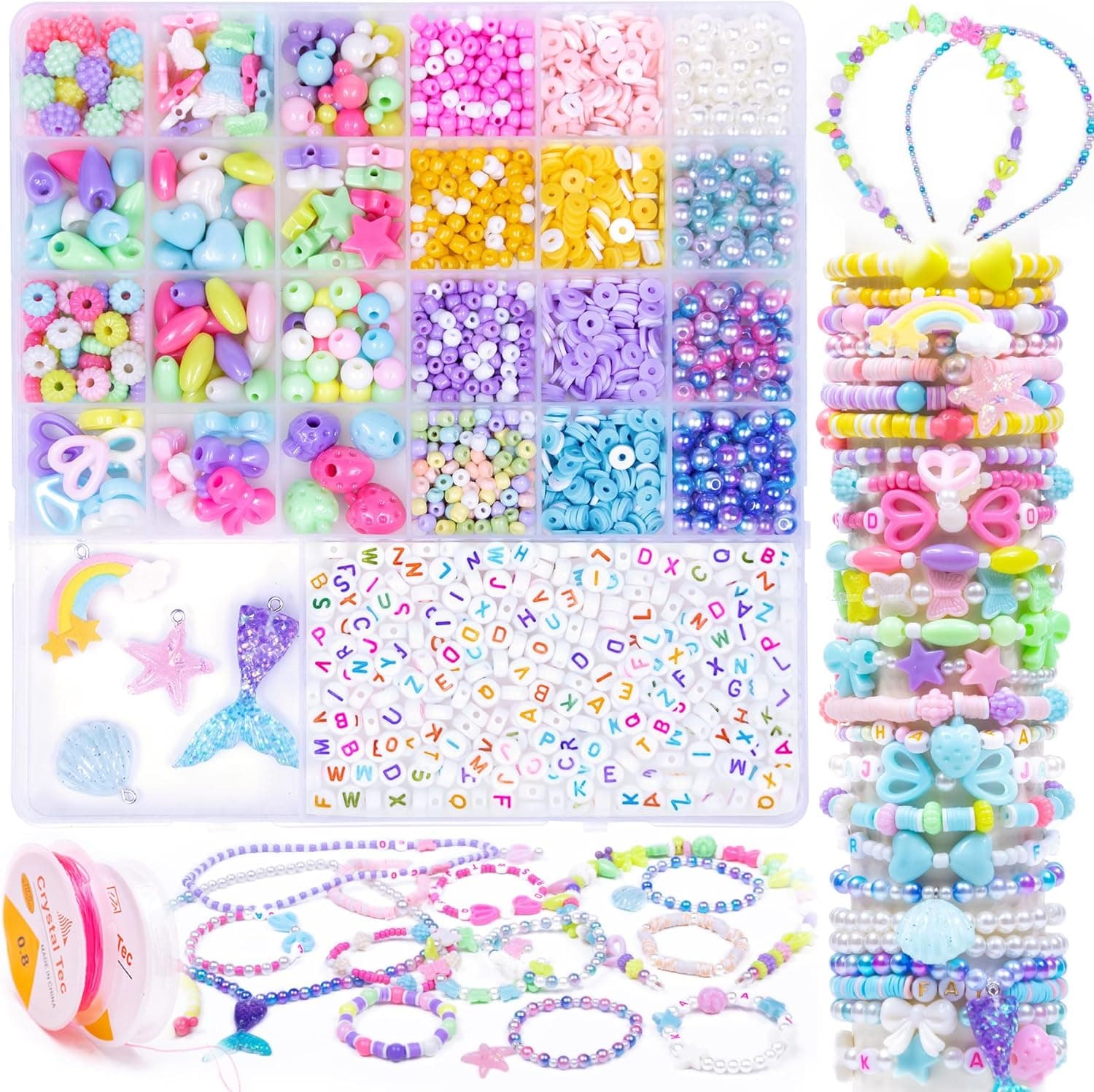 MiuCo Toys for Girls 5 and Up, Bead Set for Children's Jewelry Crafts, Creative Gifts for 6, 7, 8 Year Old Children's Birthdays, School Enrollment, Christmas