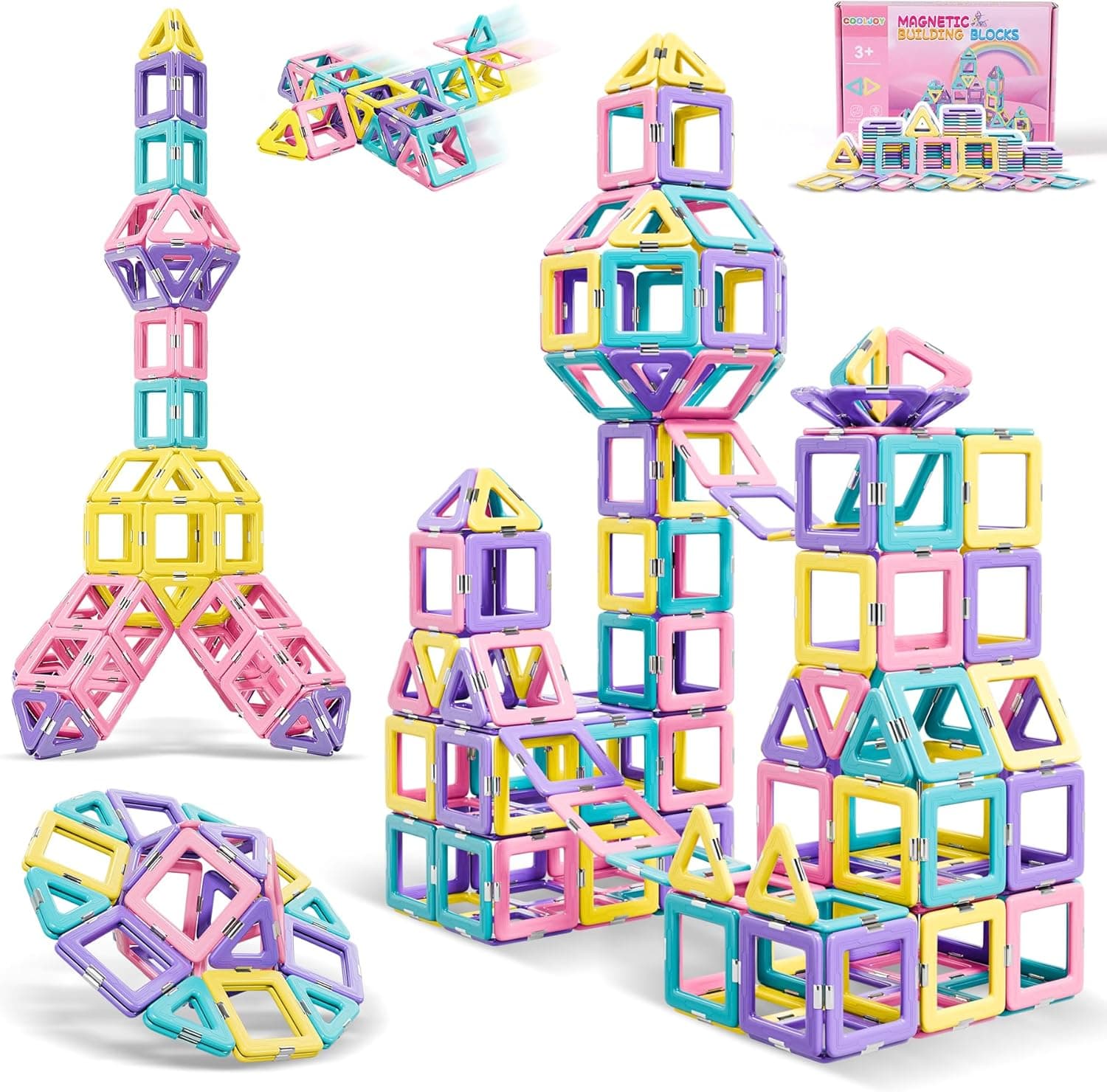 COOLJOY Magnetische Bausteine 40Teile, Magnetbausteine Spielzeug ab 3 Jahre, MagnetSpielzeug Magneten Kinder Spielzeug ab 3 4 5 6 7 8 Jahre für Junge Mädchen Bauklötze Kinderspielzeug