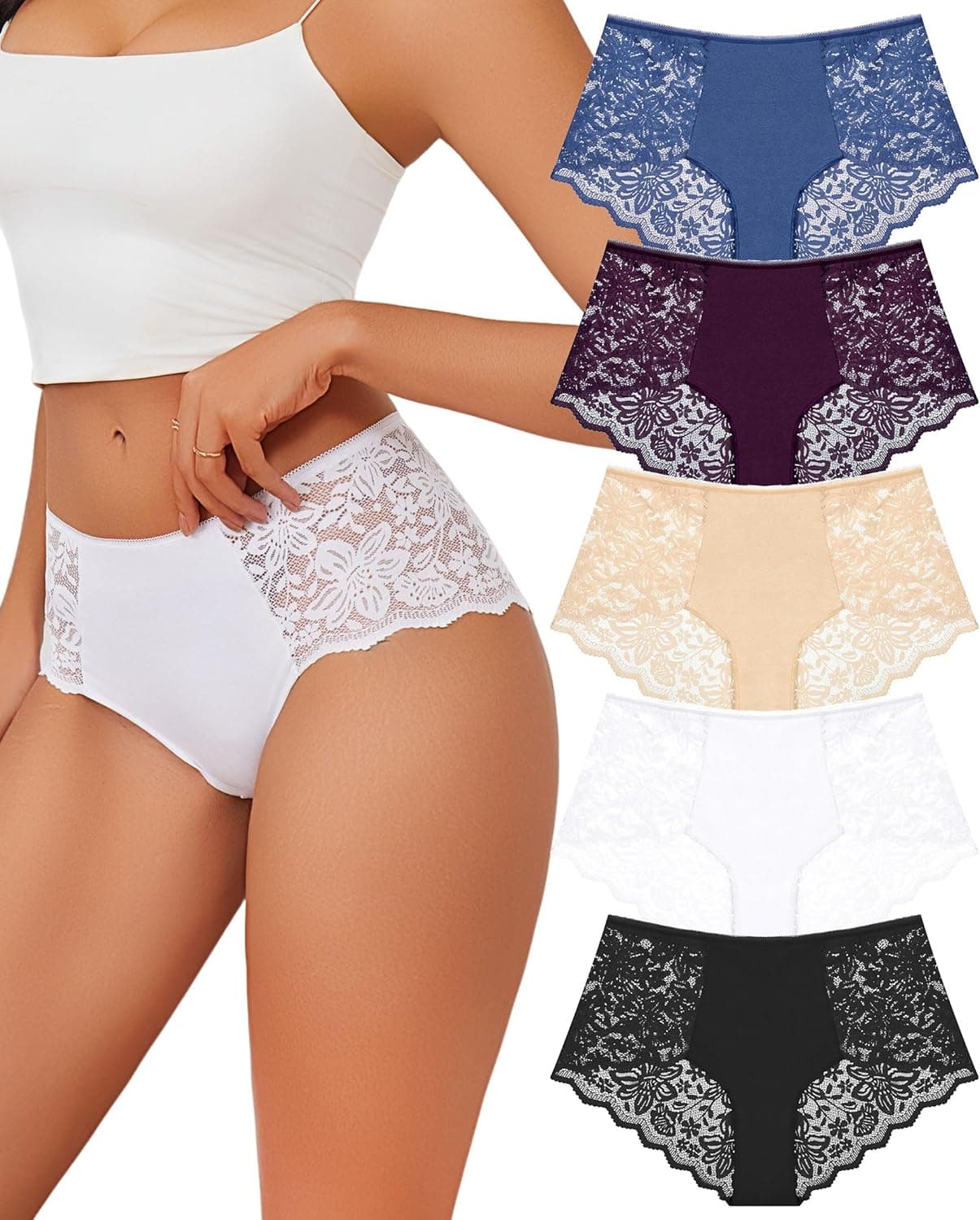 Sth Big Pants For Women Underwear High Waisted Brazilian Knickers For Women Sexy Lace Ladies Full Briefs French Knickers Multipack