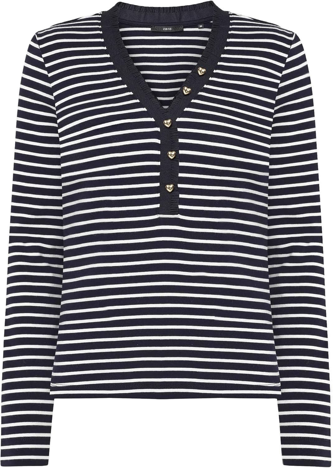 zero Damen Ringelshirt mit Knopfleiste