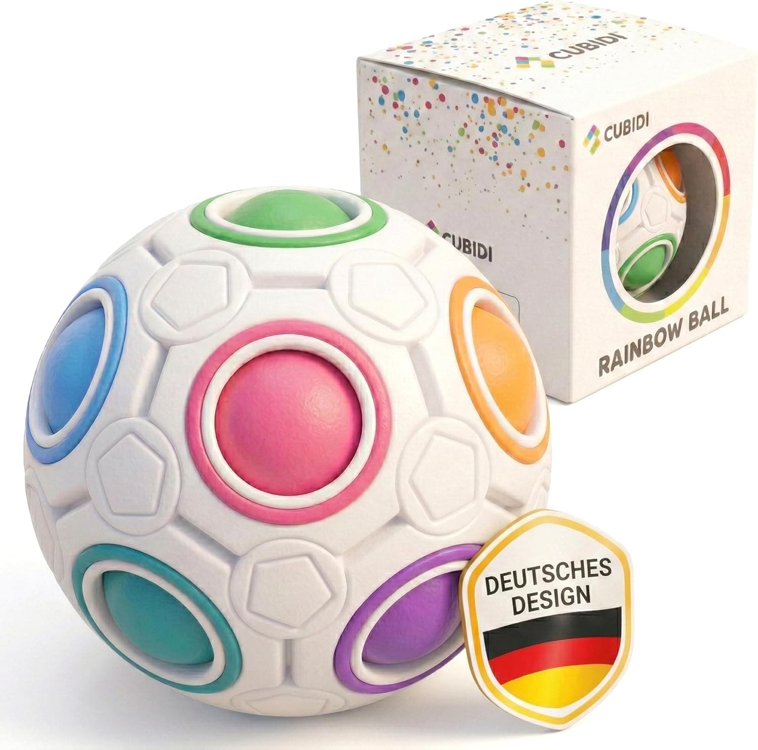 CUBIDI® Original Regenbogenball – Geschicklichkeitsspiel & Fidget Toy für Kinder und Erwachsene – 3D Kugellabyrinth Brainteaser, Anti Stress Spielzeug ab 4 Jahren