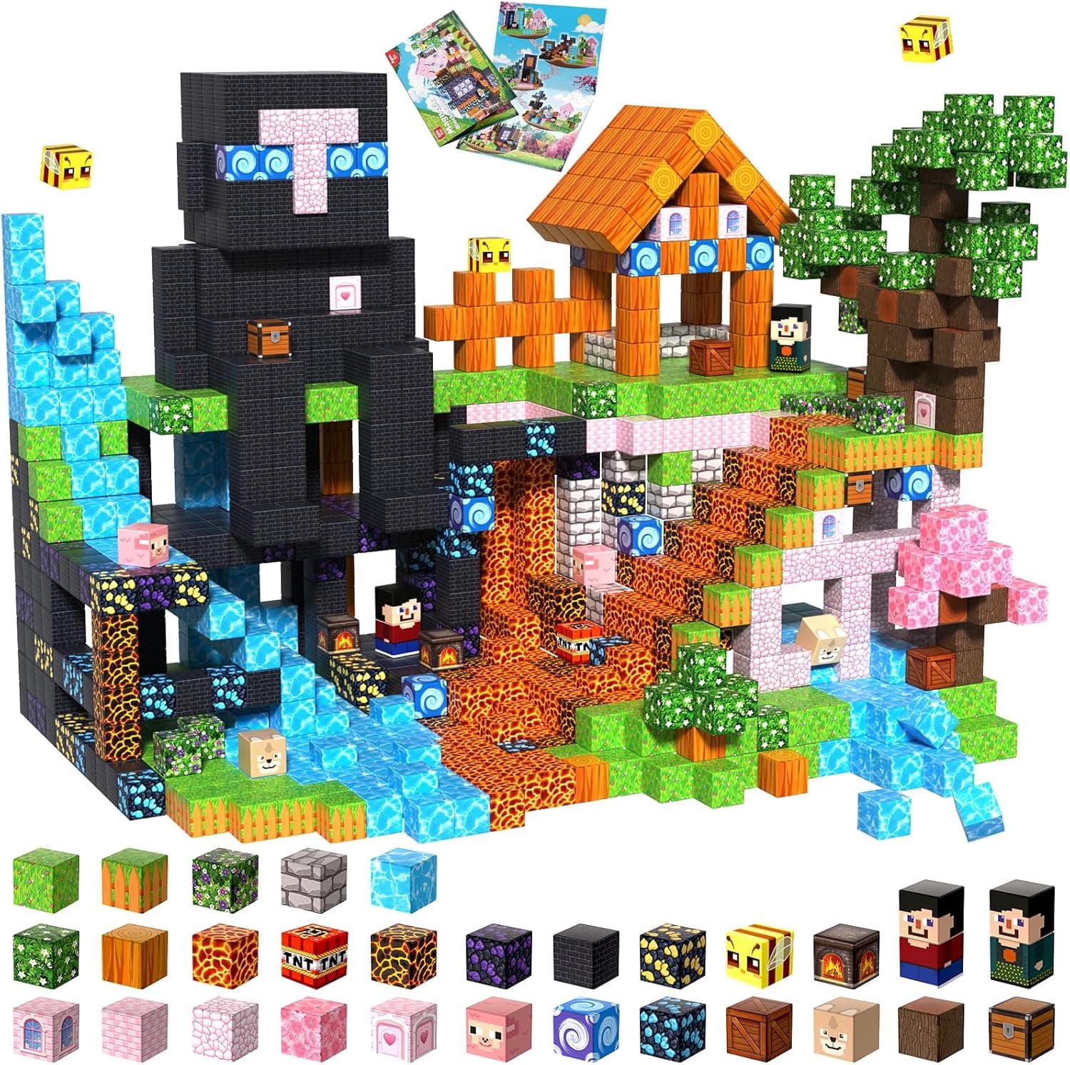 GraceDuck Magnetic Blocks - 200 PCS Build Dark Adventure Forest Castle - Magnetic Toys for Montessori Toddler Christmas Birthday Gifts STEM Sensory Toys for 3 4 5 6 7 8 9 10 Year Old Boys & Girls