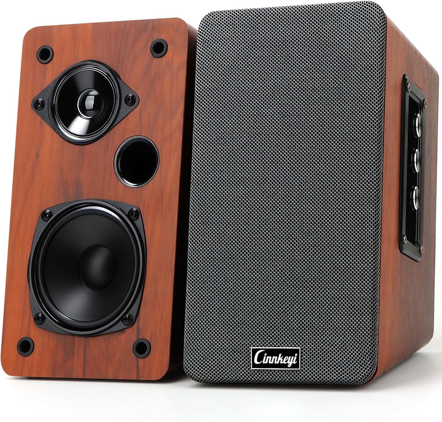 50W Wooden Bookshelf Speakers,Active 2.0 Computer Speakers | Bluetooth 5.4, RCA, AUX (3.5mm), USB Inputs | Strong Bass DSP PC Speakers for TV, Laptop, Turntable