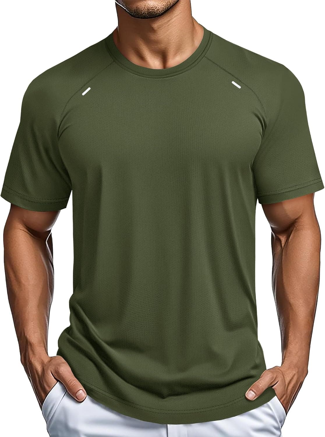 MAGCOMSEN Men's Dry Fit Shirts Mesh Short Sleeve Athletic Lightweight Workout Performance Hiking Shirt