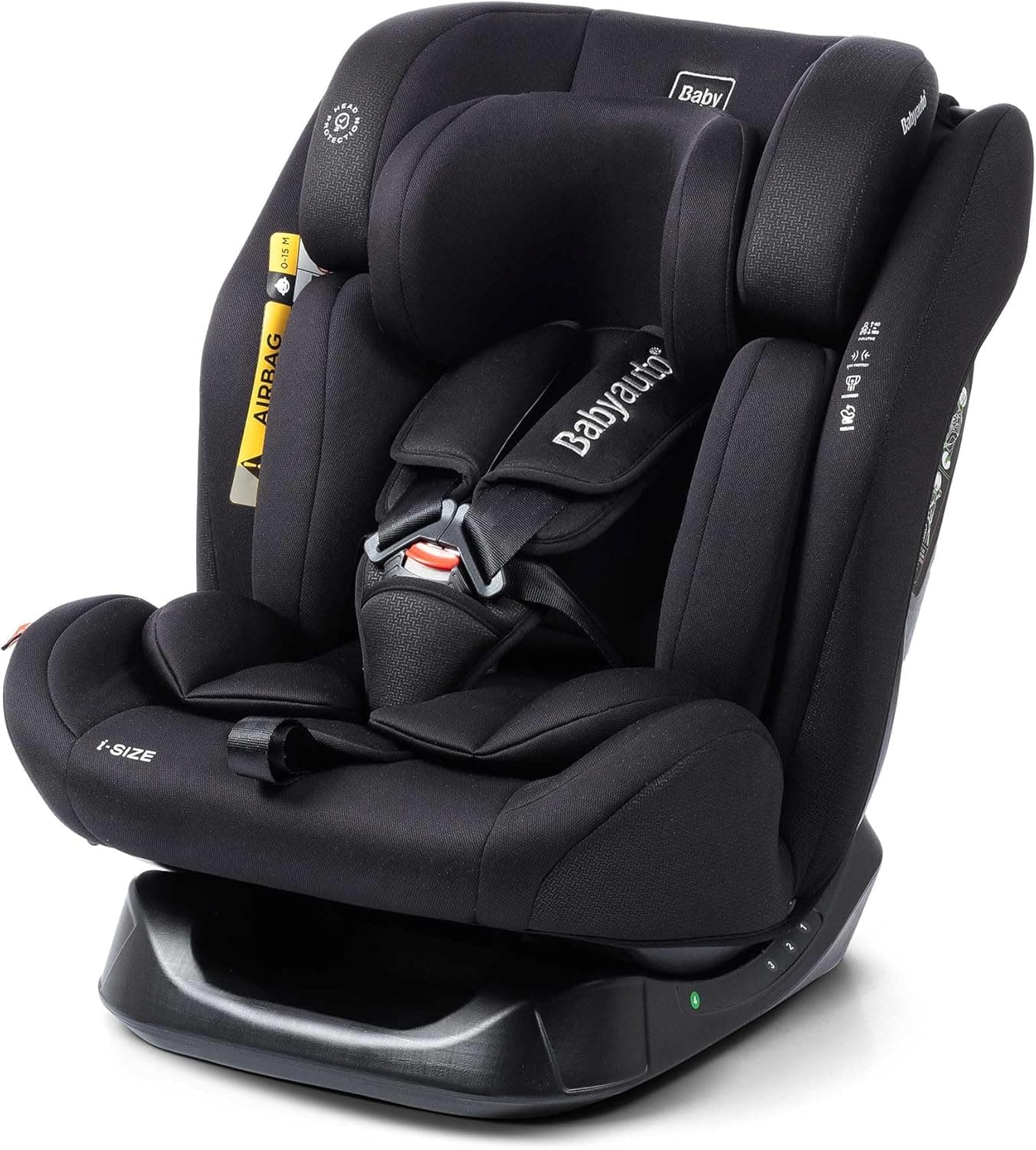 BABYAUTO - Silla de coche sin isofix LOLO 40-150cm – Edad: desde el nacimiento hasta los 12 años –I-size – Acontramarcha hasta los 105 cm, 4 años aprox - Sin Isofix (BLACK EMBOSSED)