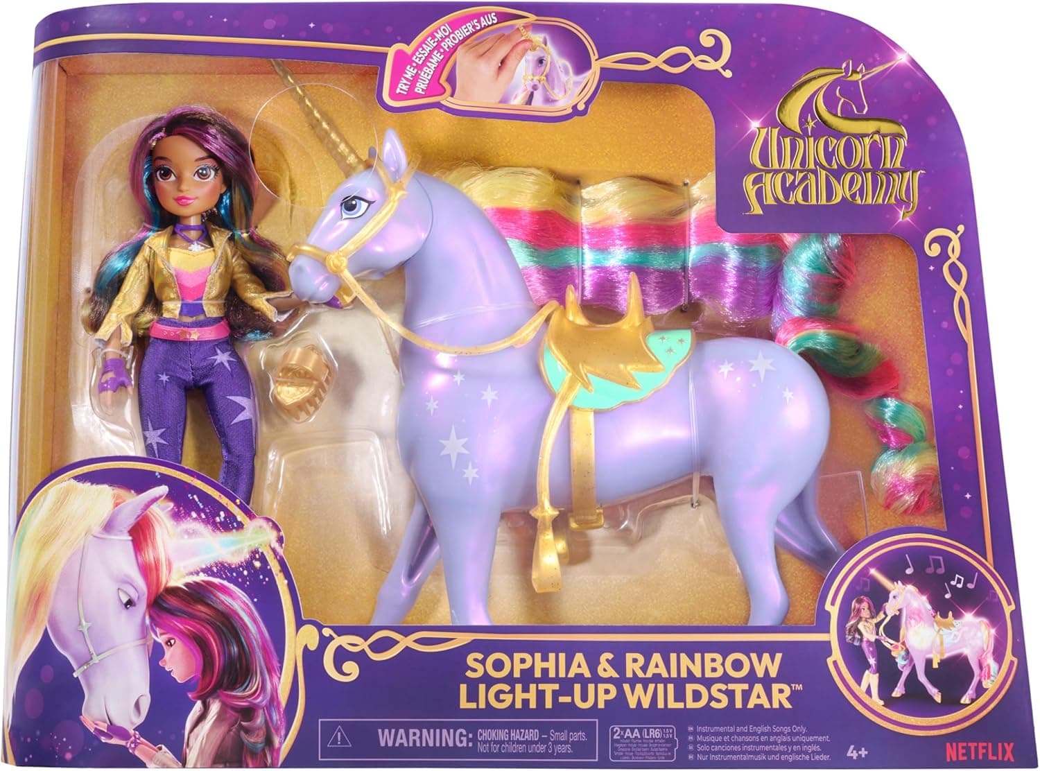 Unicorn Academy, Sophia & Interactive Rainbow Light-up Wildstar Unicorn, Giocattolo con luci, Suoni e Musica, Bambole e unicorni Giocattolo per Bambine dai 4 Anni in su
