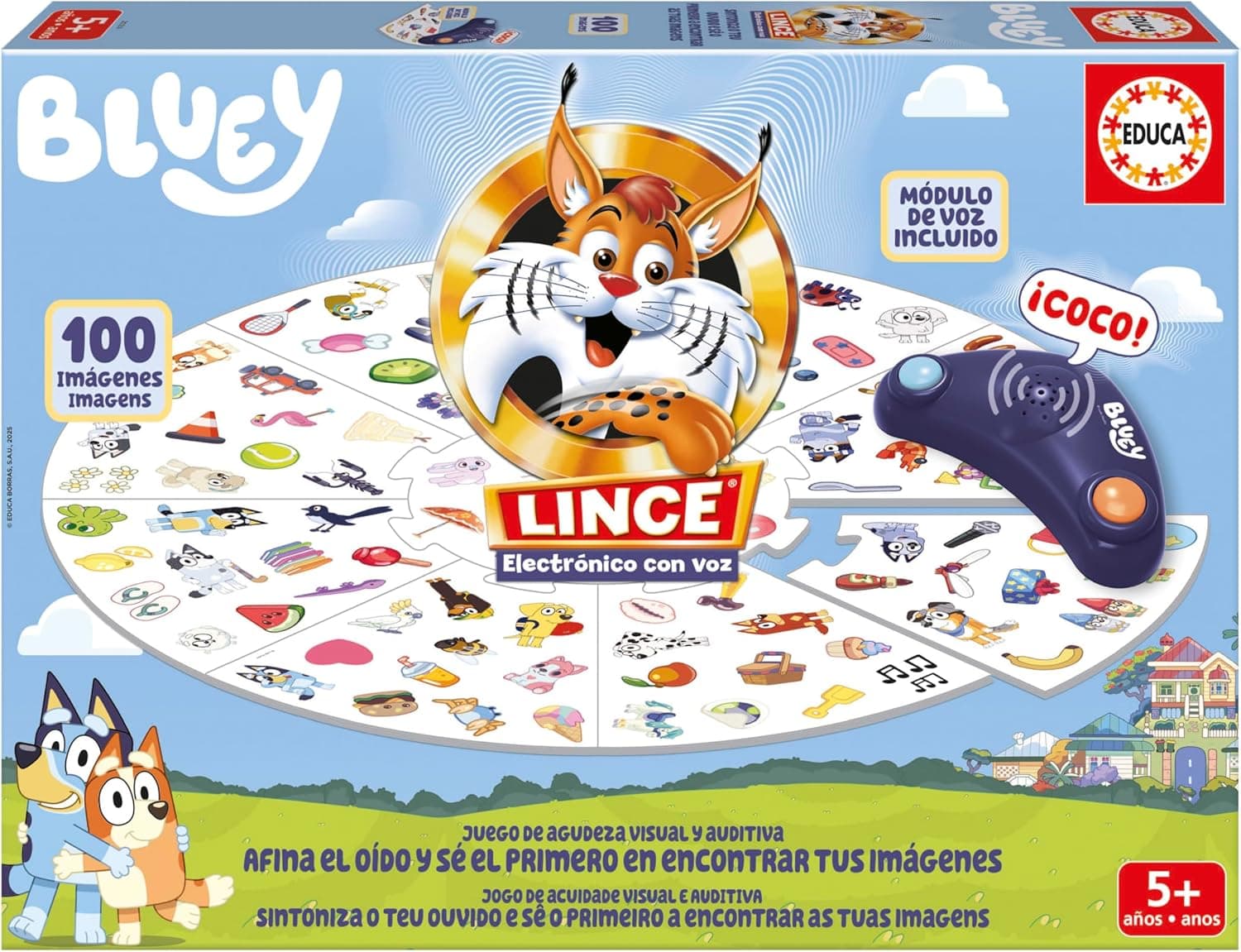 Educa - Lince Bluey Juego de Mesa Infantil | Lince Electrónico Original | Juego Rápido de Observación y Agudeza Visual | Diversión en Familia | Regalo para Niños a Partir de 5 años (20359)