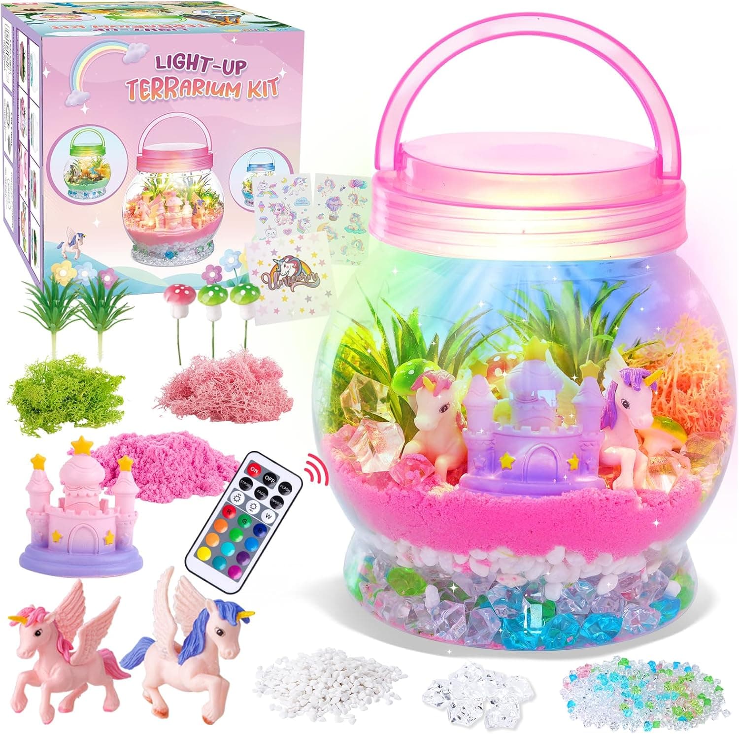 MELAND Unicorn Terrarium Kit for Kids, Craft Kits for Kids Girls Birthday Presents, Unicorn Toys Gifts for Girls 5 6 7 8 + Years Old