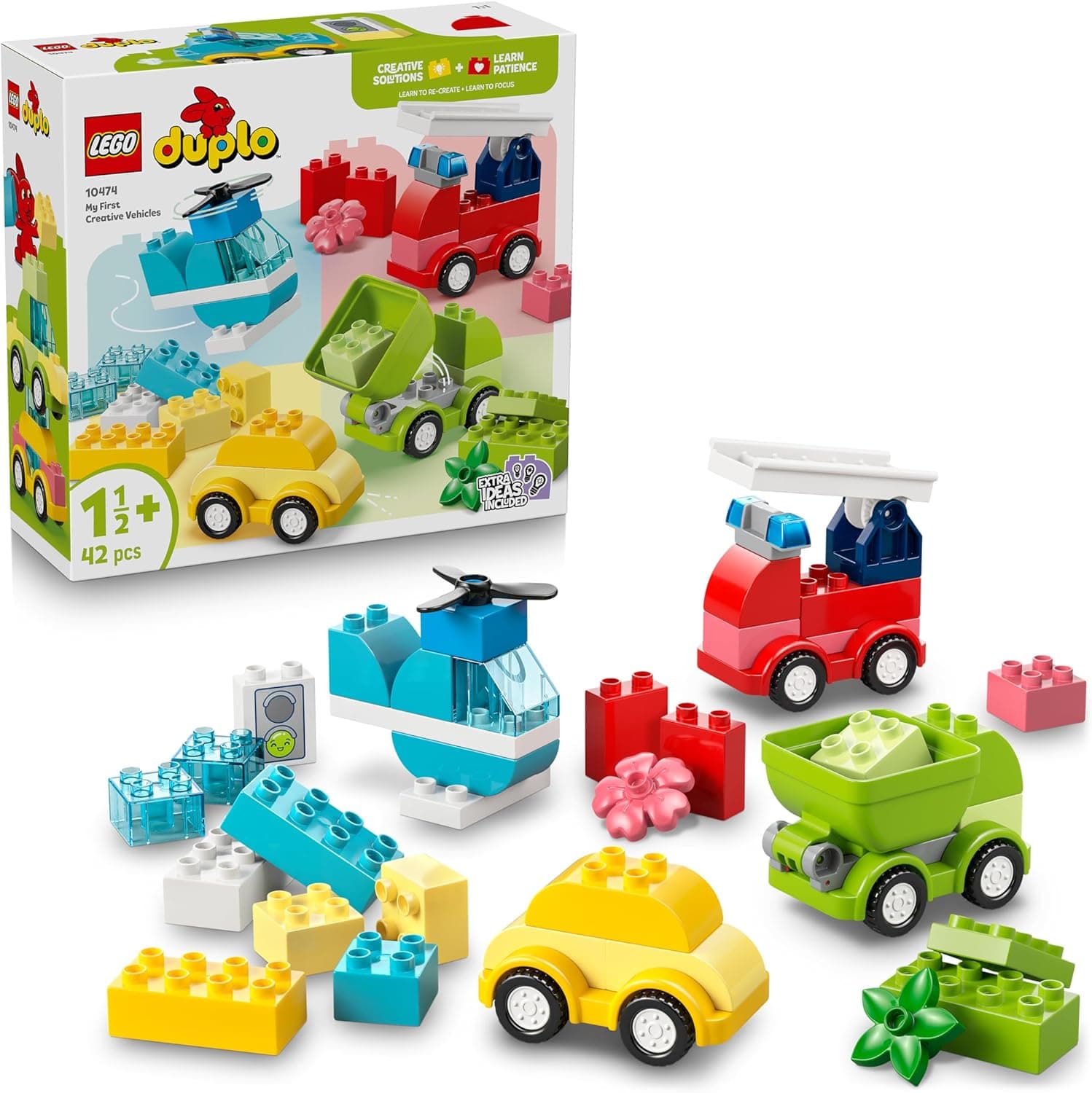 LEGO DUPLO Kreative Fahrzeuge - Lernspielzeug zum Sortieren für Kleinkinder - Autos und Lastwagen - Spielset für Feinmotorik - Geschenk für Babys, Jungen und Mädchen ab 1 Jahr - 10474