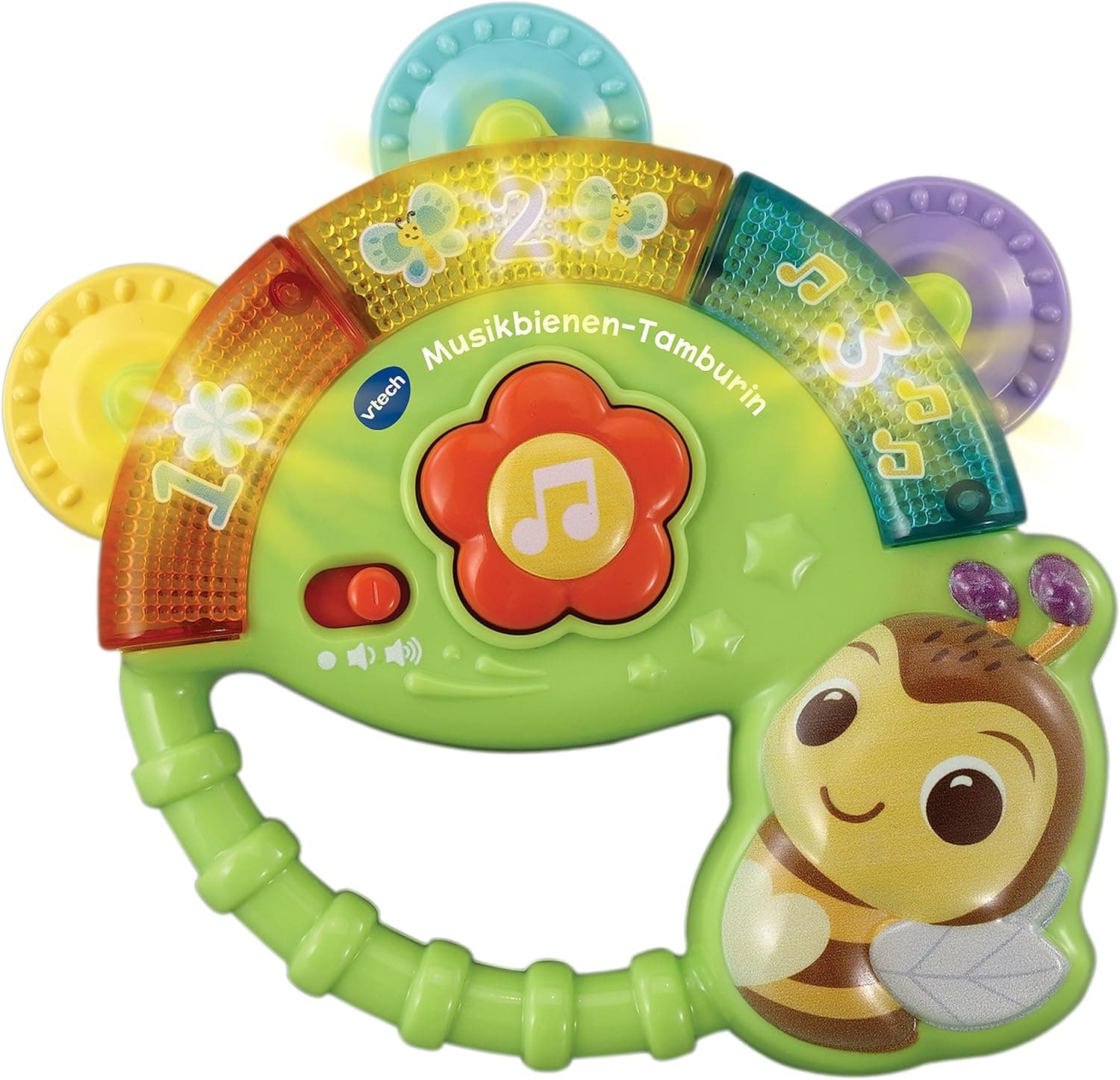 VTech Baby Musikbienen-Tamburin – Musik-Spielzeug mit Zahleninhalten, lustigen Geräuschen, Sätzen und Liedern – Für Kinder von 3-36 Monaten