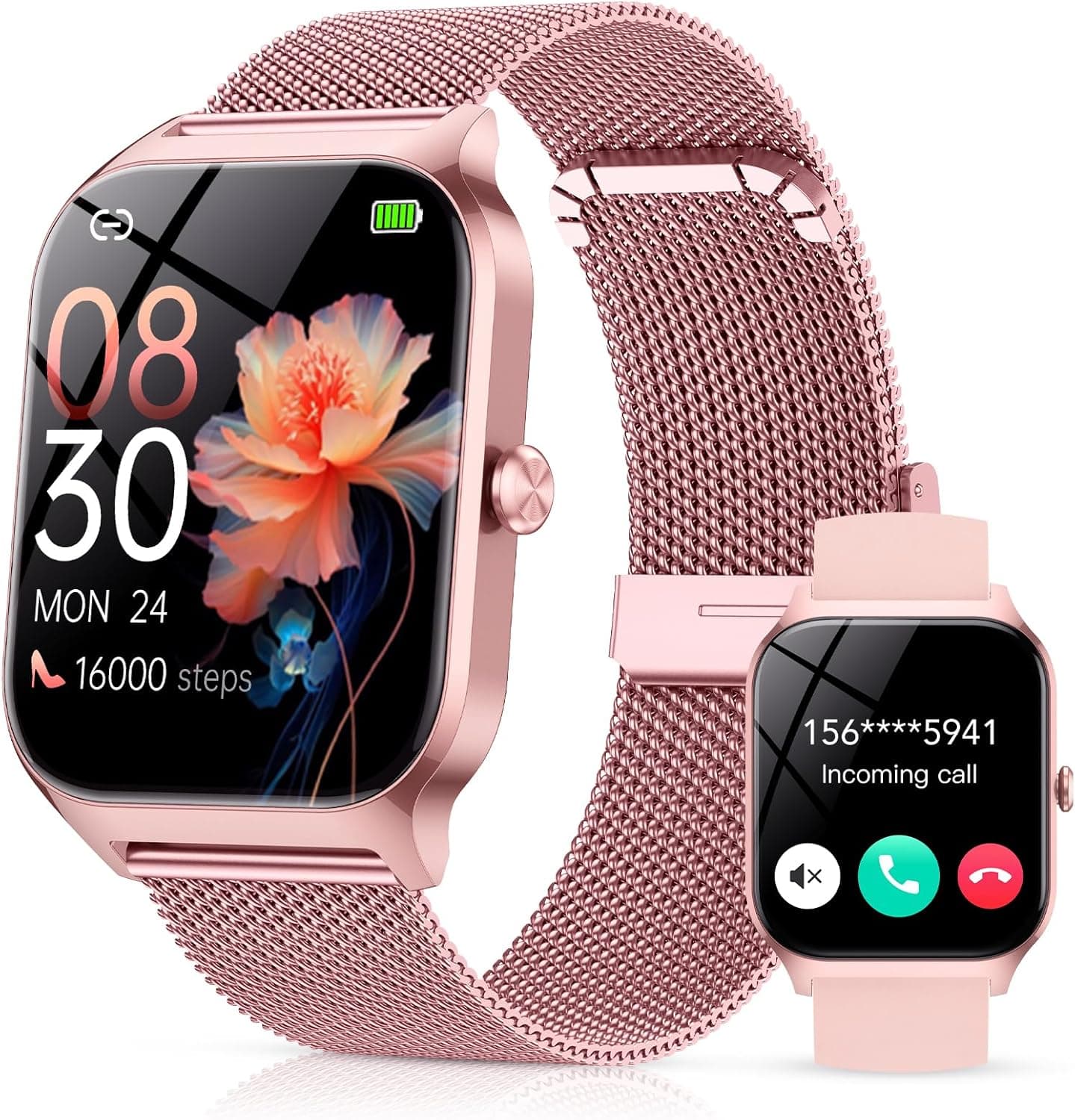 CASCHO Smart Watches for Women, 1.85" HD Smartwatch with 120+ Sports Modes/Heart Rate/Sleep Monitor, Fitness Tracker with Bluetooth Calling/Voice Control for Android iOS, Rose Gold 3