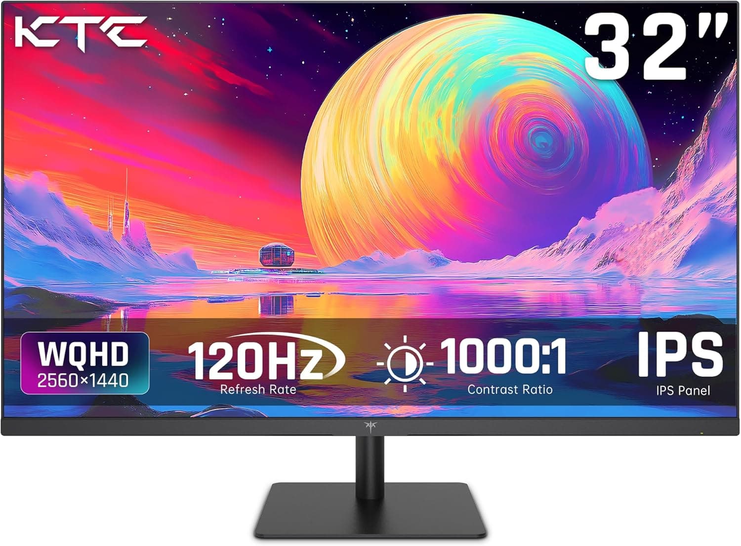 KTC Flat 32 Inch Monitor, QHD 1440P 2K 100Hz IPS Large Computer Monitor, Ultra Thin Bezels, Anti-Blue Light, HDR10, 103% sRGB, 86% DCI-P3, 350 Nits, 3ms MPRT, Adaptive Sync for Working and Gaming