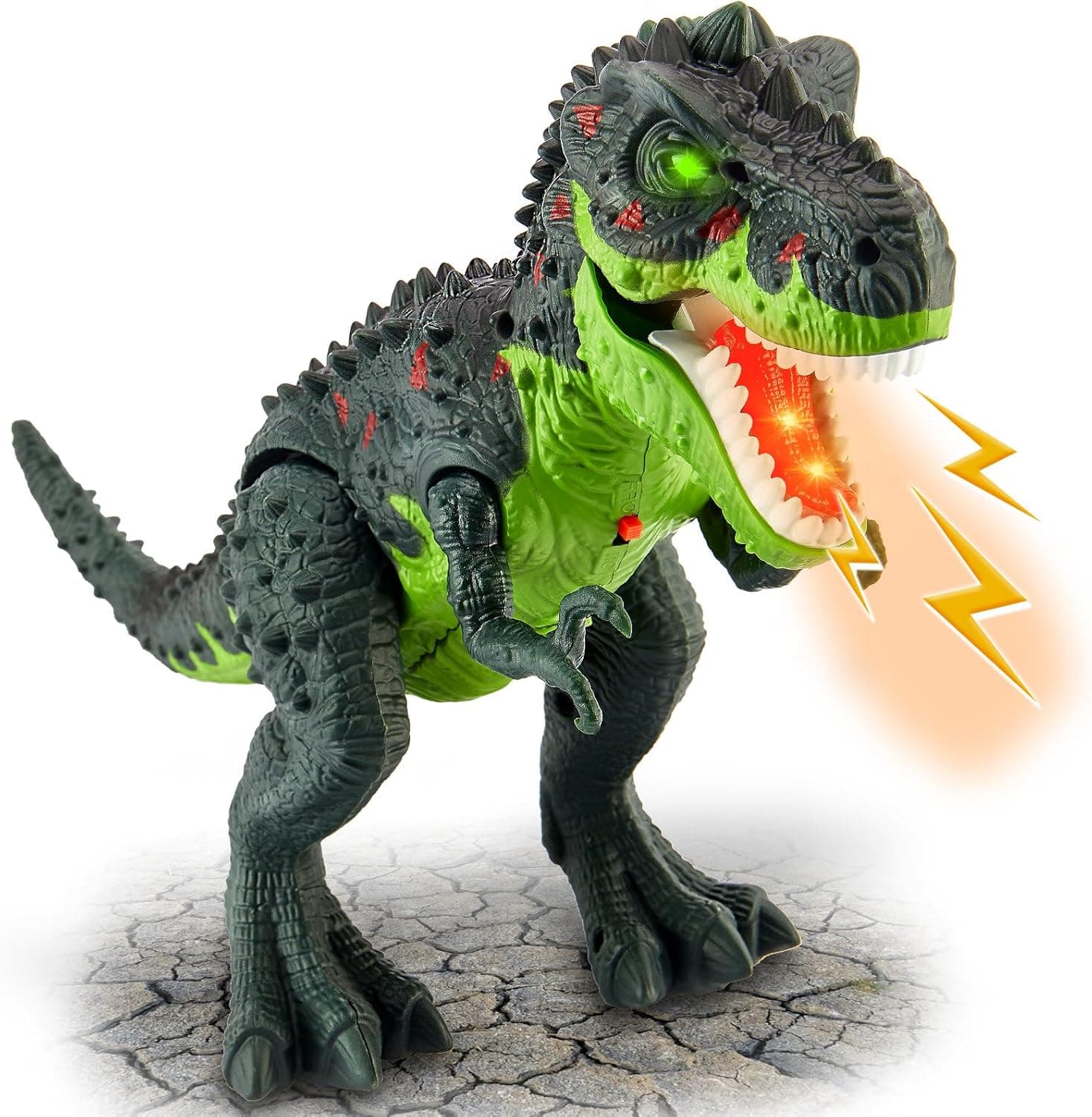 HYAKIDS Walking Dinosaur Toys with Water Spray, Electric T-Rex Toy with Roar Sounds and Lights, Glowing Eyes, Realistic Animal Figure for Kids Boys Girls 3+ Years Old