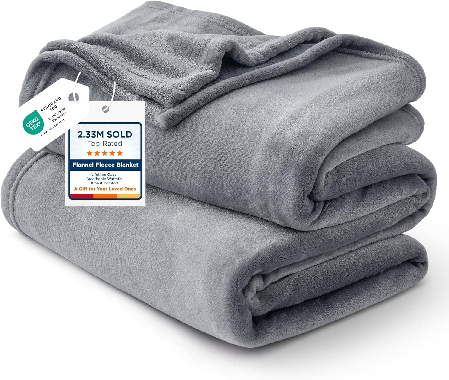 Bedsure GentleSoft Fleece Bed Blankets Queen Size Grey - Soft Warm Fathers Day Blanket for Dad Lightweight Cozy Anti-Static Microfiber, Room Home Decor Gifts for Husband and Men, 90x90 inches