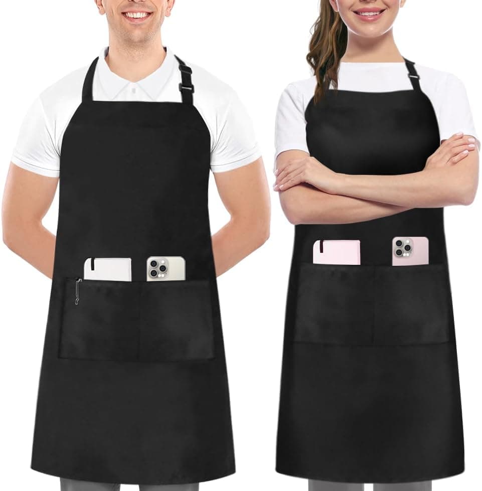 Utopia Kitchen Adjustable Bib Apron with 2 Pockets Waterdrop Resistant Chef Cooking Kitchen Aprons Women, Men with Long Ties