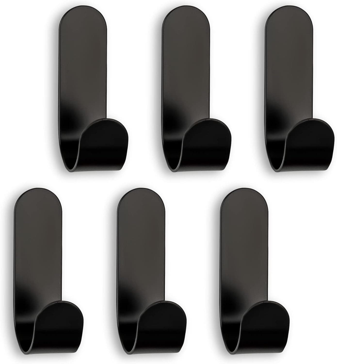 SEBSON Handtuchhalter selbstklebend 6er Set - Edelstahl Klebehaken, Handtuchhaken für Badezimmer, Küche, Garderobe - Wandhaken 60x18x33mm Schwarz
