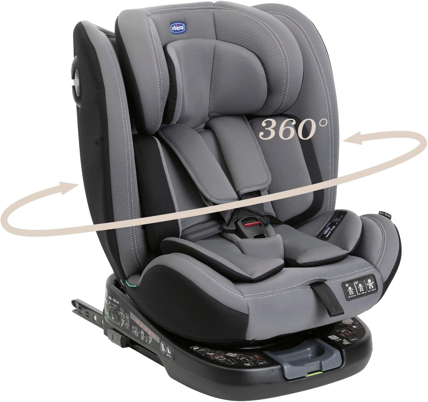 Chicco Unico Evo I-Size, Seggiolino Auto 0-36 Kg, omologato ECE R129/03, Isofix Girevole A 360° E Reclinabile, Gruppo 0+/1/2/3 Da 0 A 12 Anni