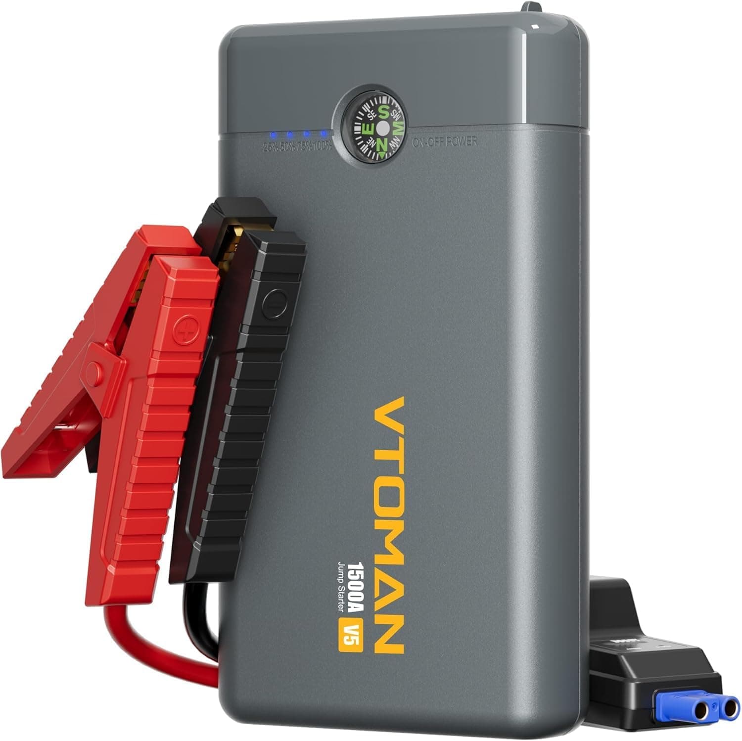 VTOMAN V5 Jump Starter Power Pack, 1500A Car Portale Battery Booster Starter for 12V Vehicles (up to 3.0L Gas /2.5L Diesel) and Motorcycles, Ultra-Lightweight Design & LED Flashlight