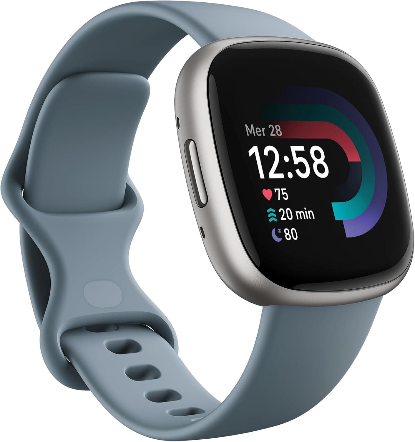 Fitbit Versa 4 Smartwatch per il fitness con abbonamento Google Health Premium di 3 mesi incluso, fino a 6 giorni di autonomia e compatibile con iOS & Android, Blu avio / Alluminio grigio platino