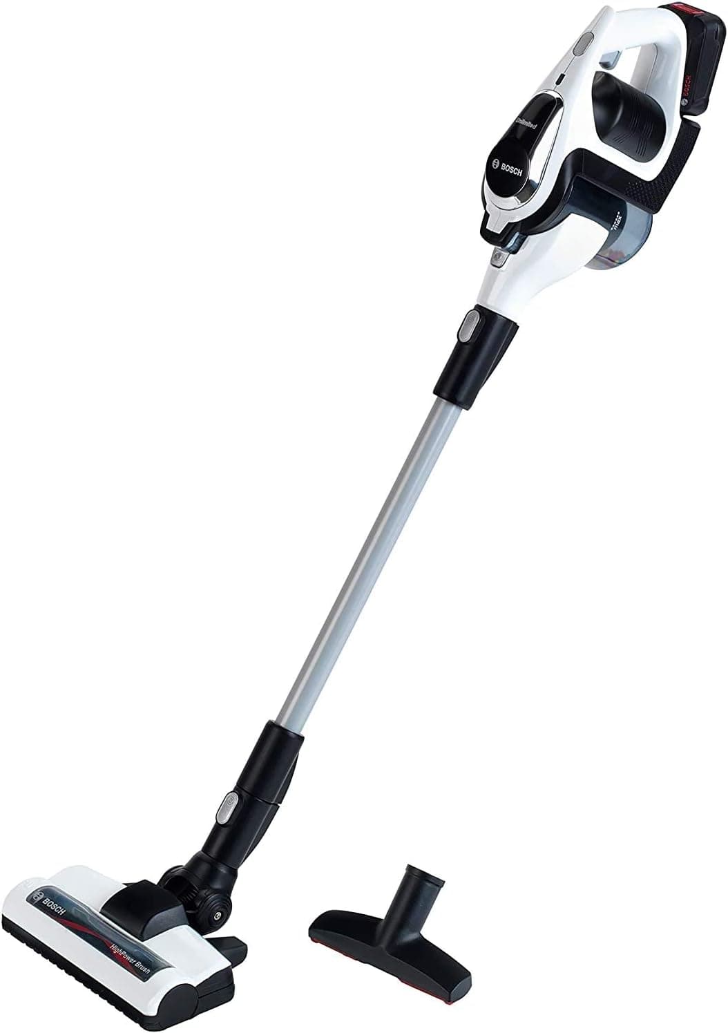 Theo Klein 6812 Bosch Unlimited Vacuum Cleaner I Battery-Powered Vacuum Cleaner with Suction and Sound Function I Dimensions: 16 cm x 16 cm x 80 cm I Toy for Children Aged 3 Years and Up