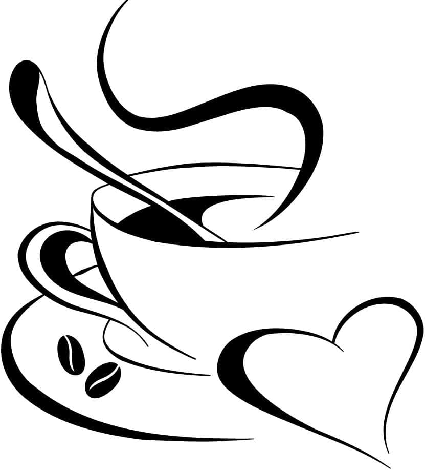 Grandora Wandtattoo Küche Kaffeetasse Herz schwarz Wandsticker Wanddeko W3040