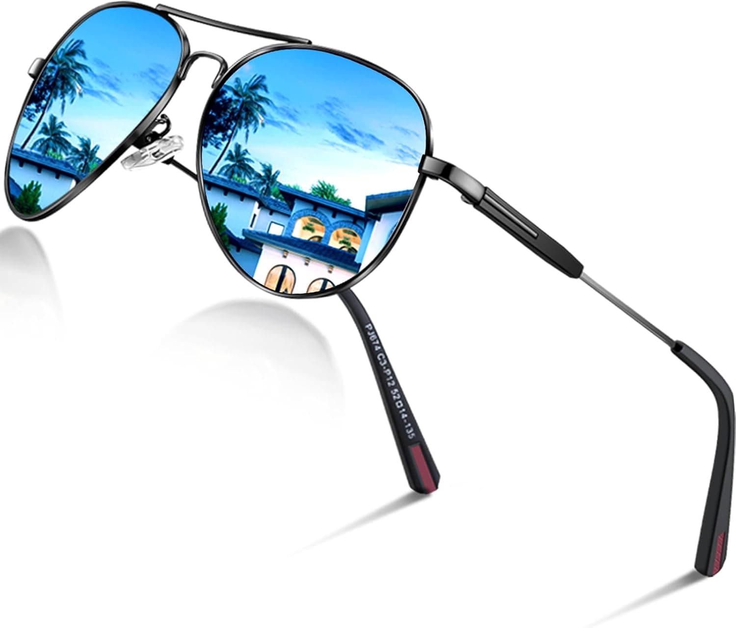 DADA-PRO Sunglasses Mens Polarised Sunglasses Womens Pilot Sun glasses Black Designer UV Protection Mirrored Reflective Dark Shades for Driving Hiking Running